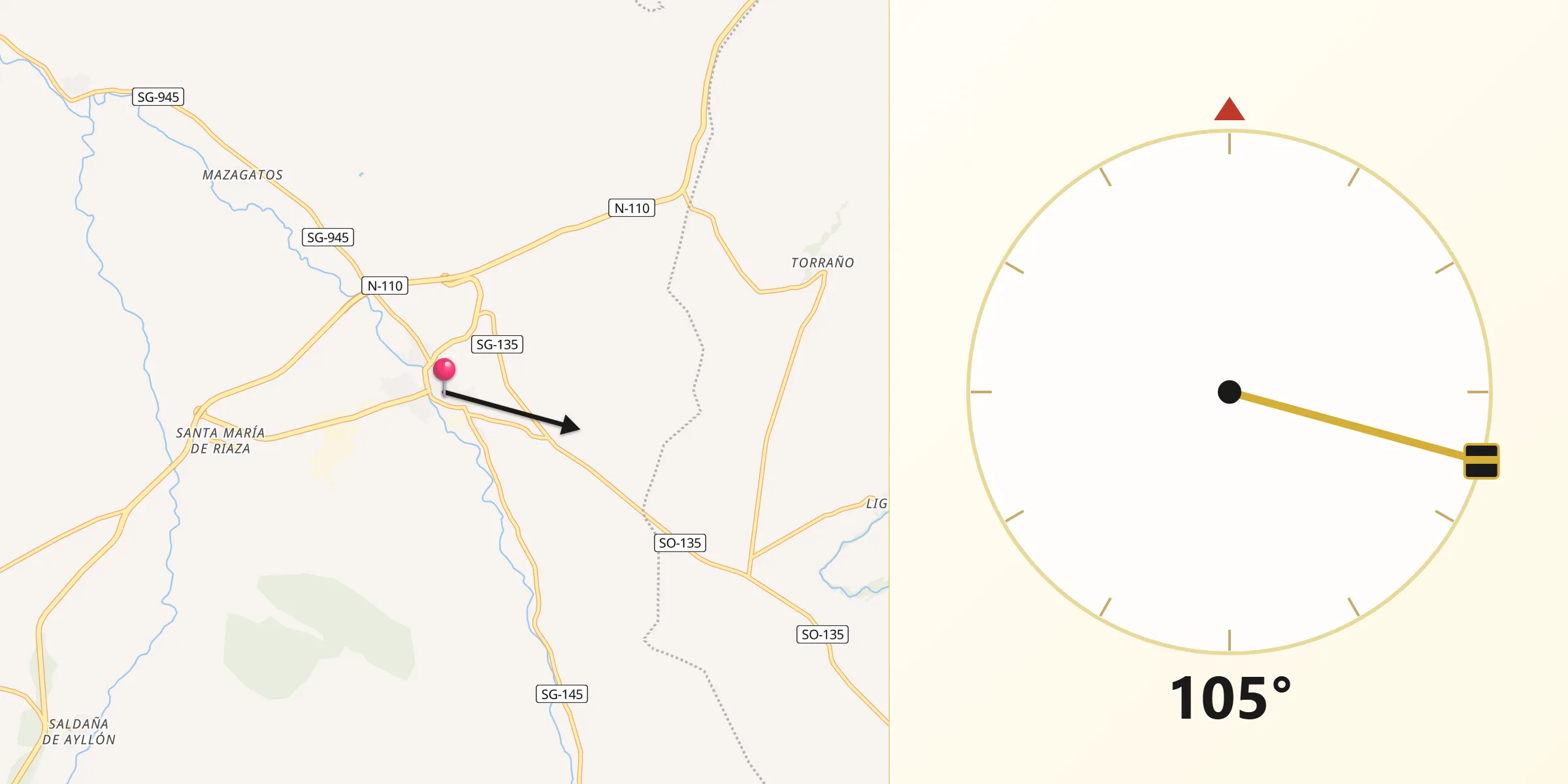 Dirección de la Qibla desde Ayllón