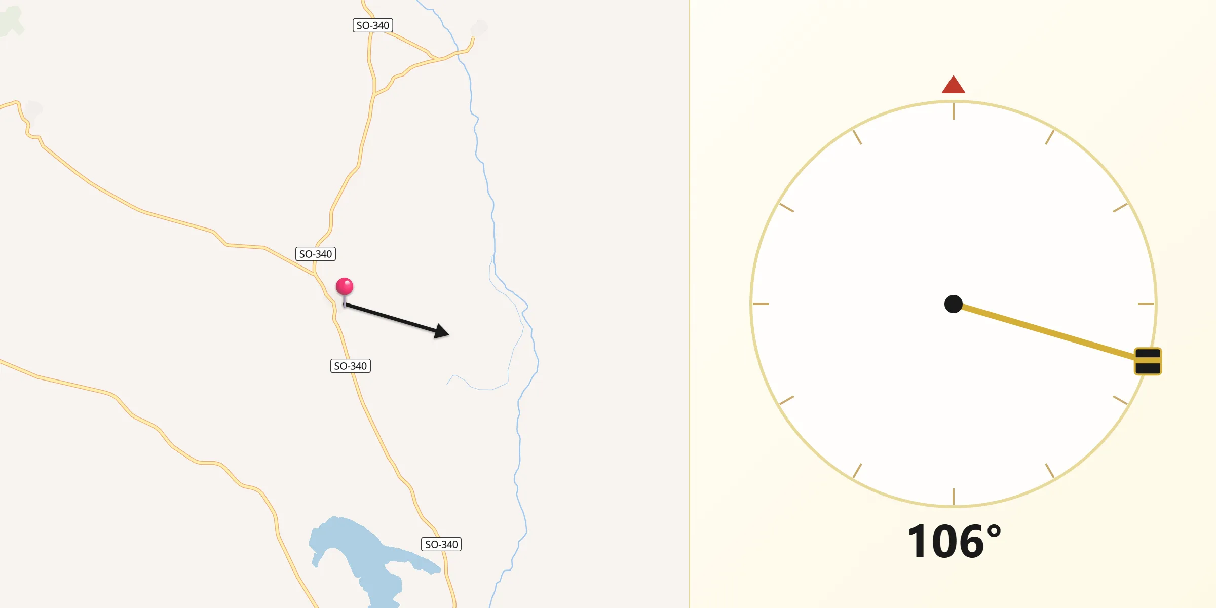 Dirección de la Qibla desde Fuentelmonge