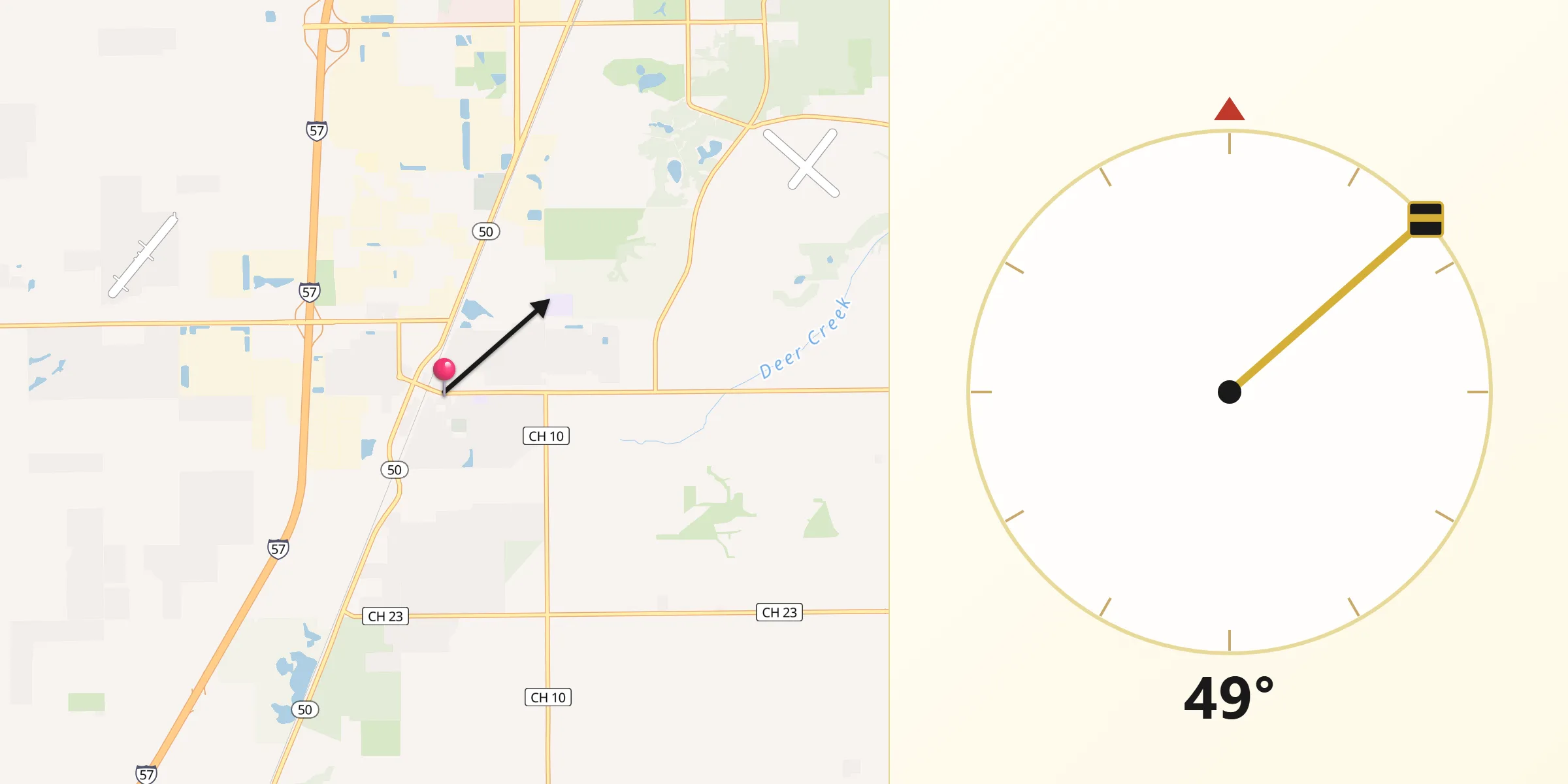 Qibla Direction from Monee