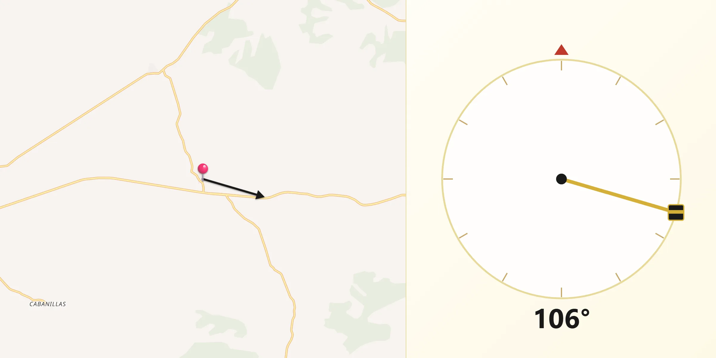 Dirección de la Qibla desde Alentisque