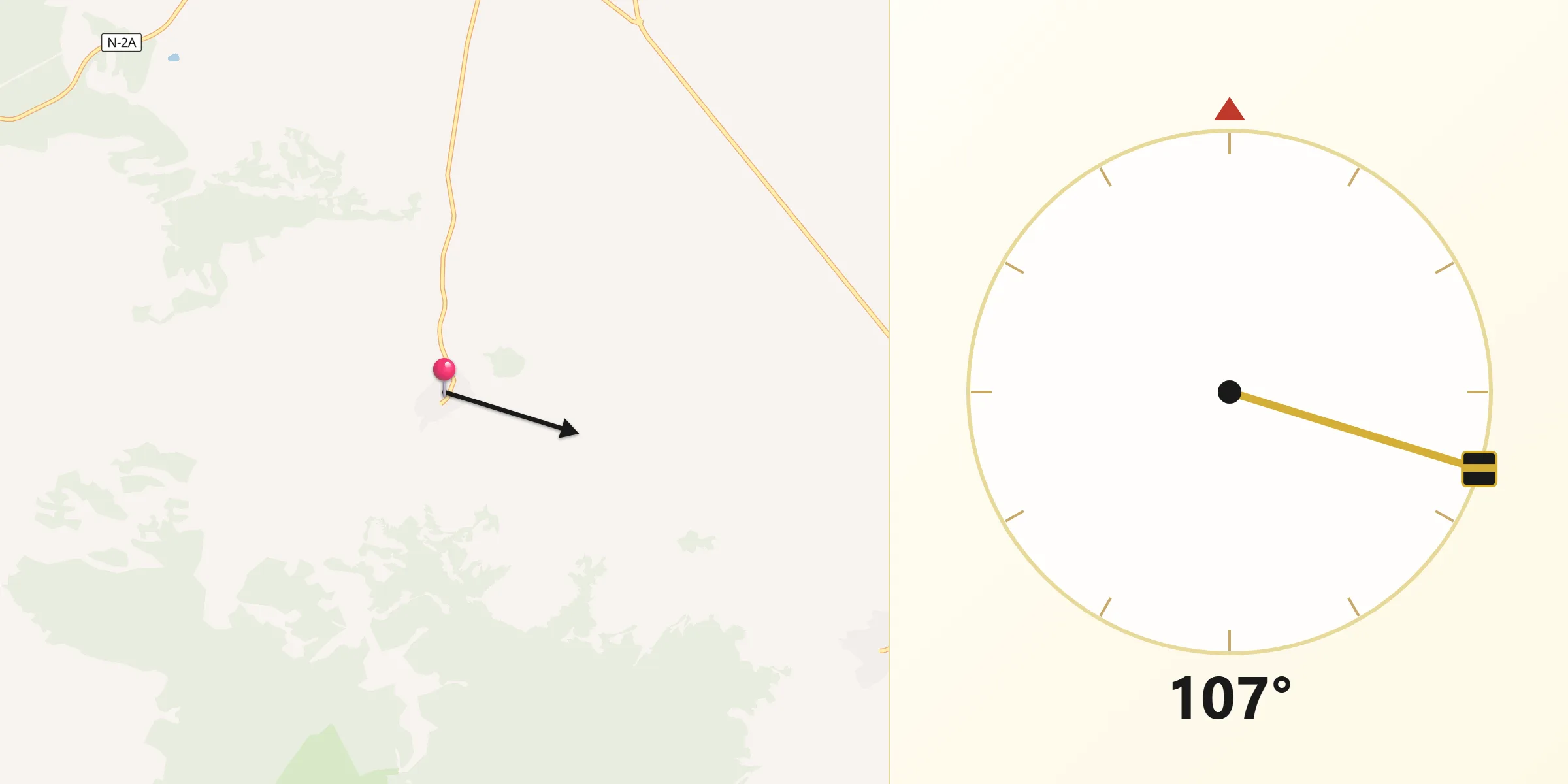 Dirección de la Qibla desde Alpartir