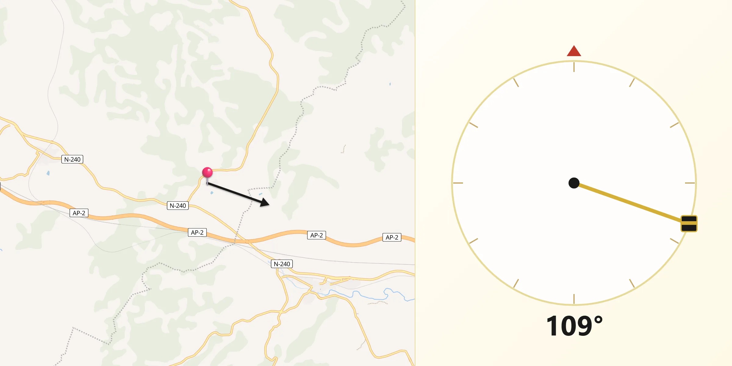 Dirección de la Qibla desde Tarrés