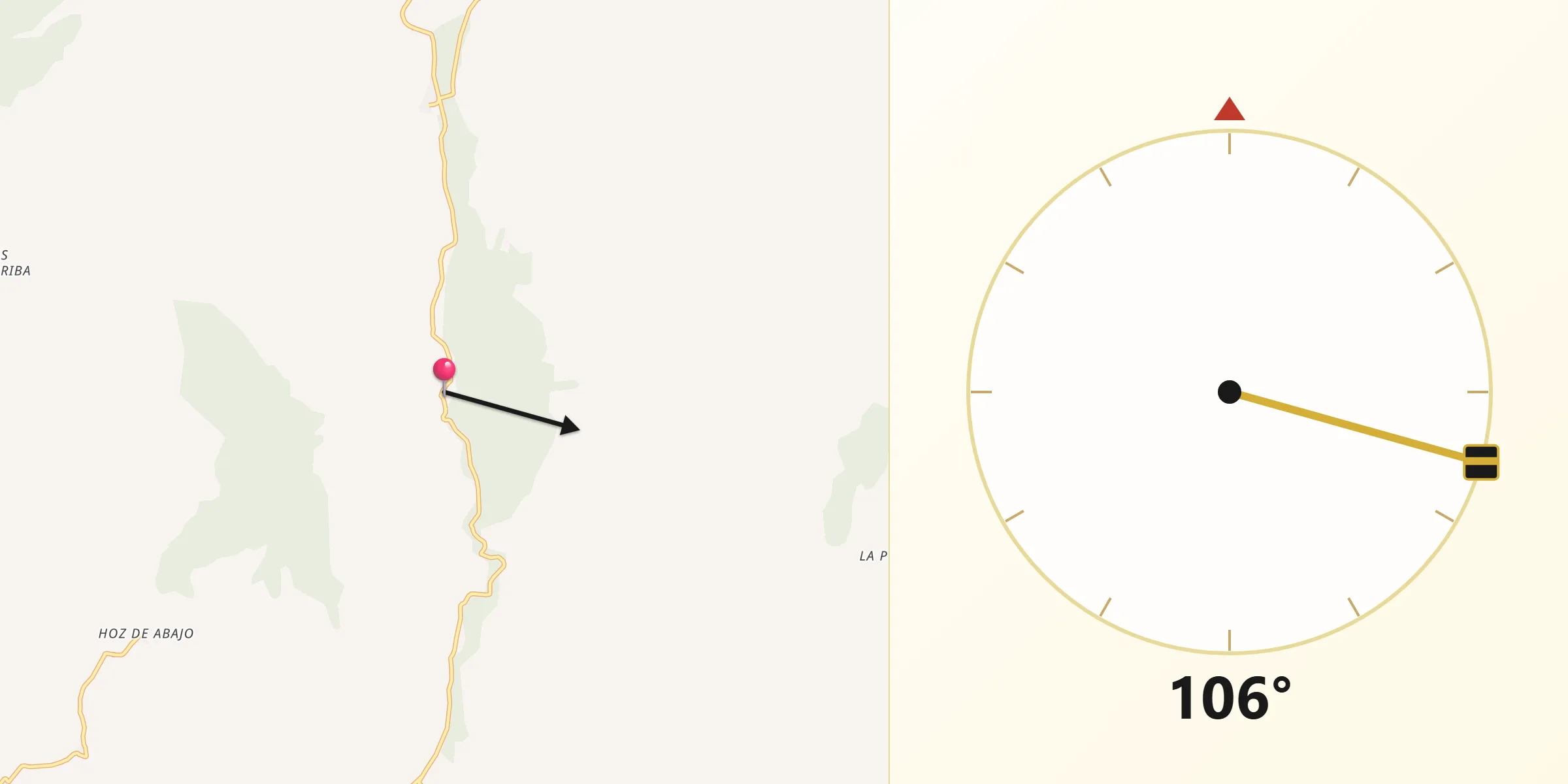Dirección de la Qibla desde Carrascosa de Abajo