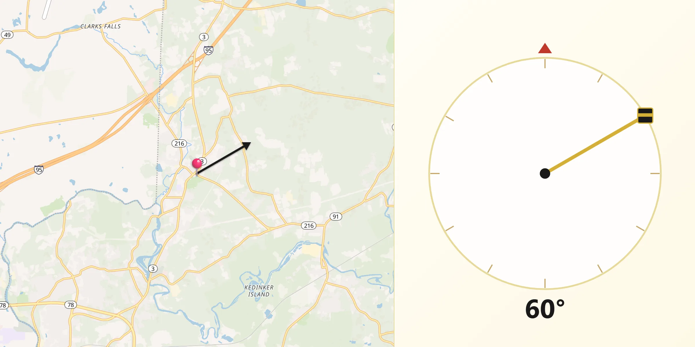 Qibla Direction from Ashaway