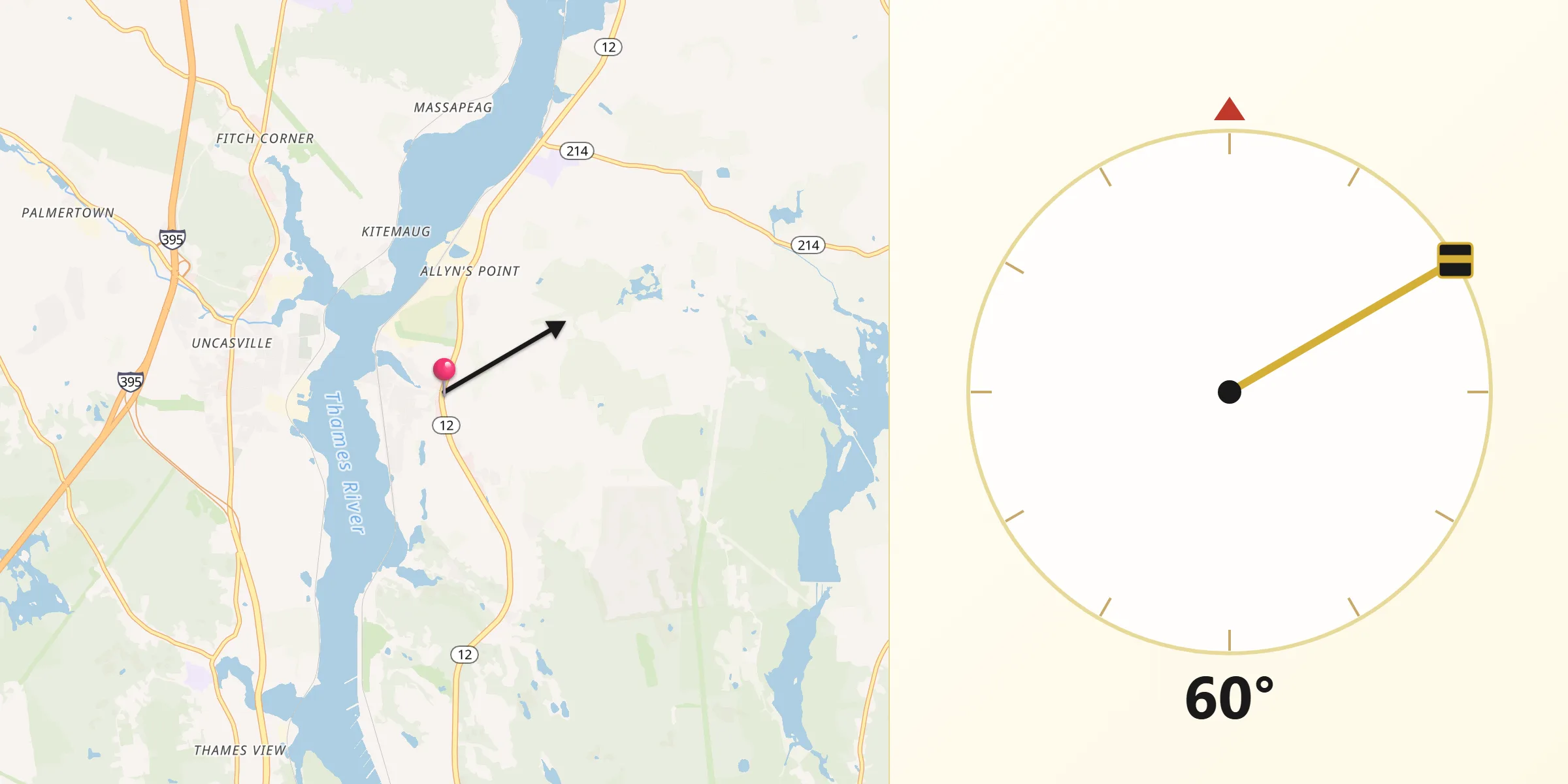 Qibla Direction from Gales Ferry