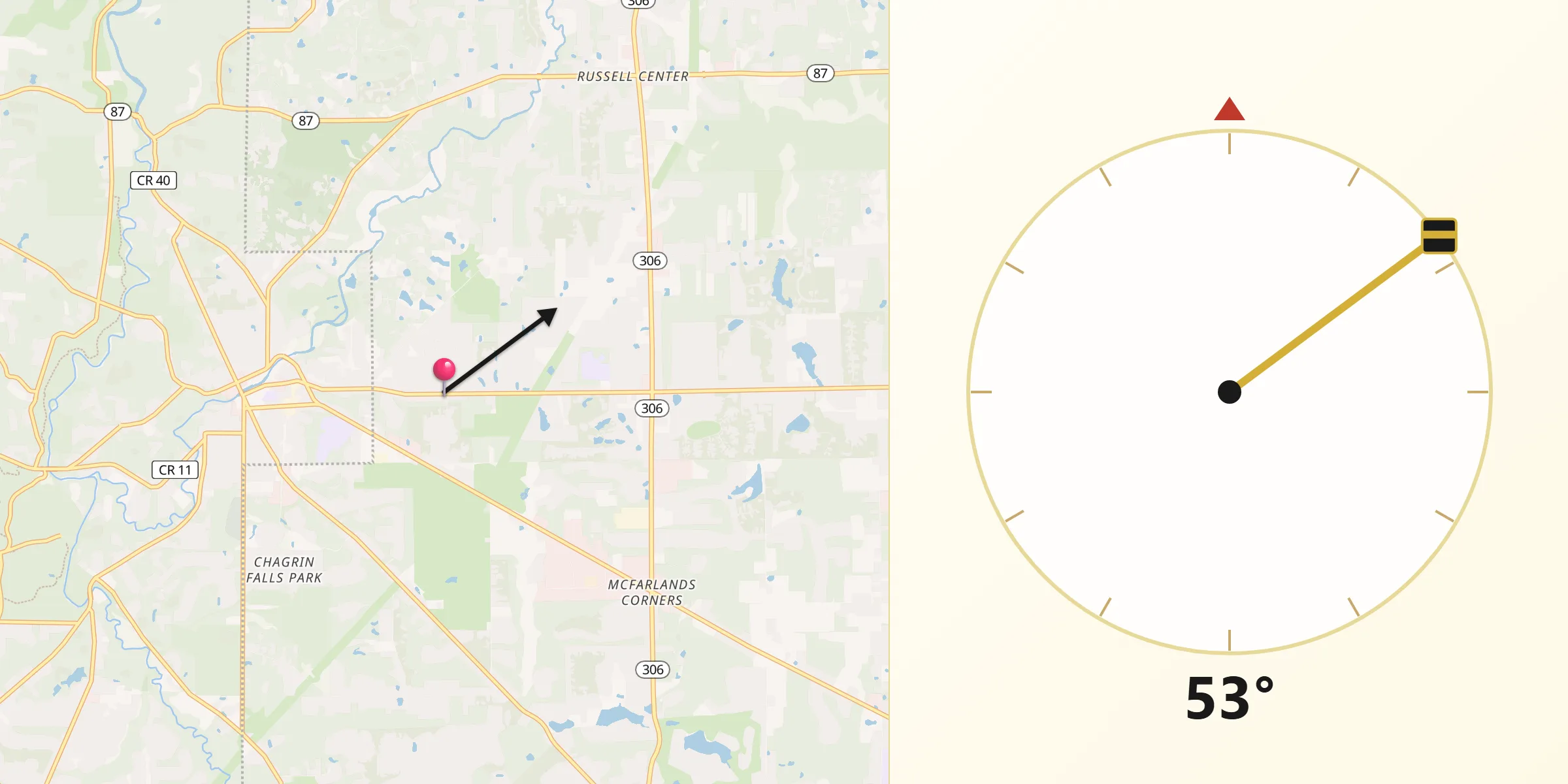 Qibla Direction from South Russell