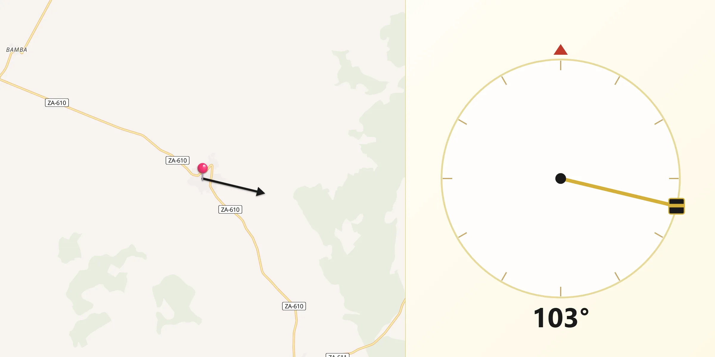 Dirección de la Qibla desde Sanzoles