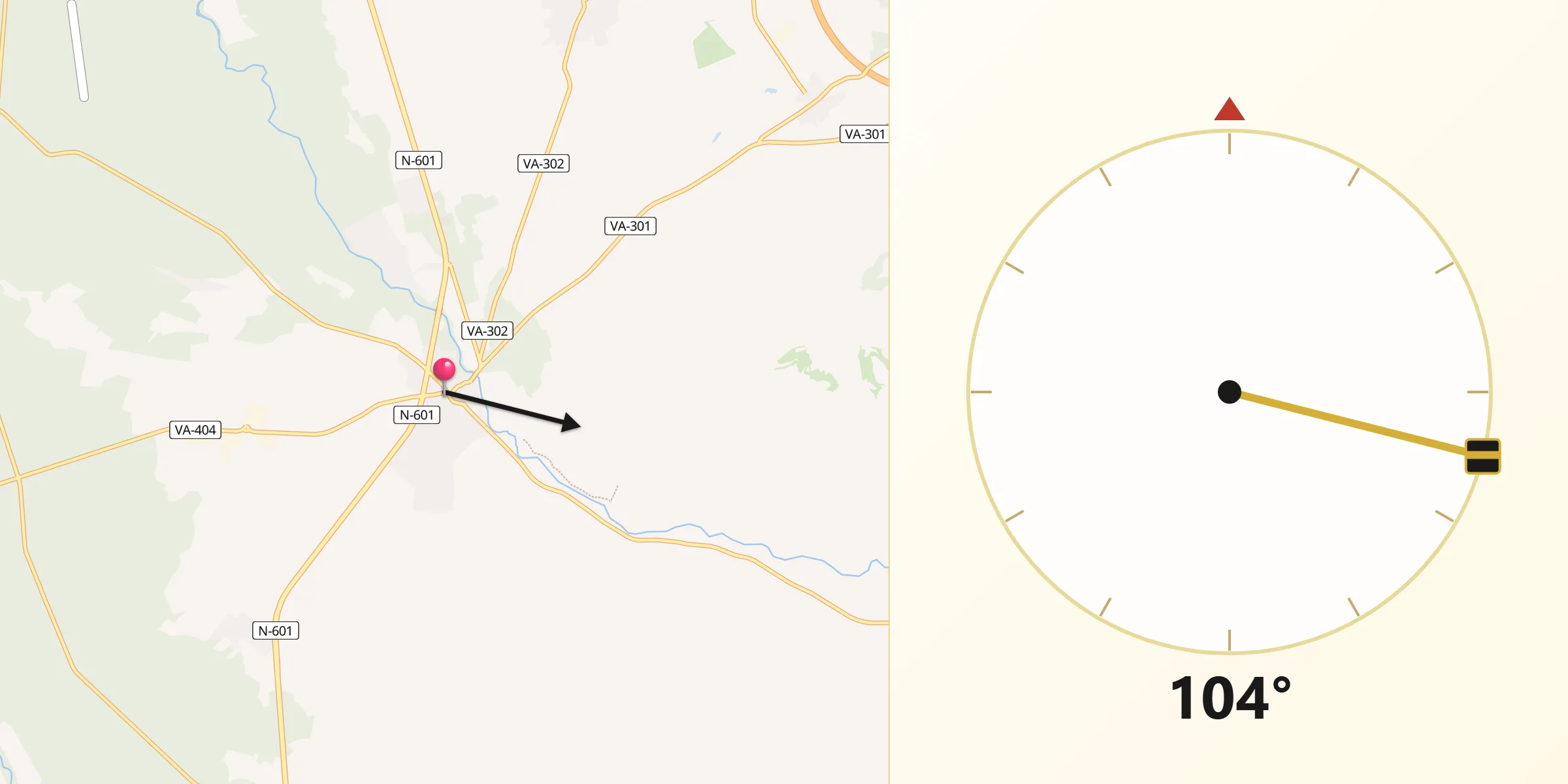 Dirección de la Qibla desde Mojados