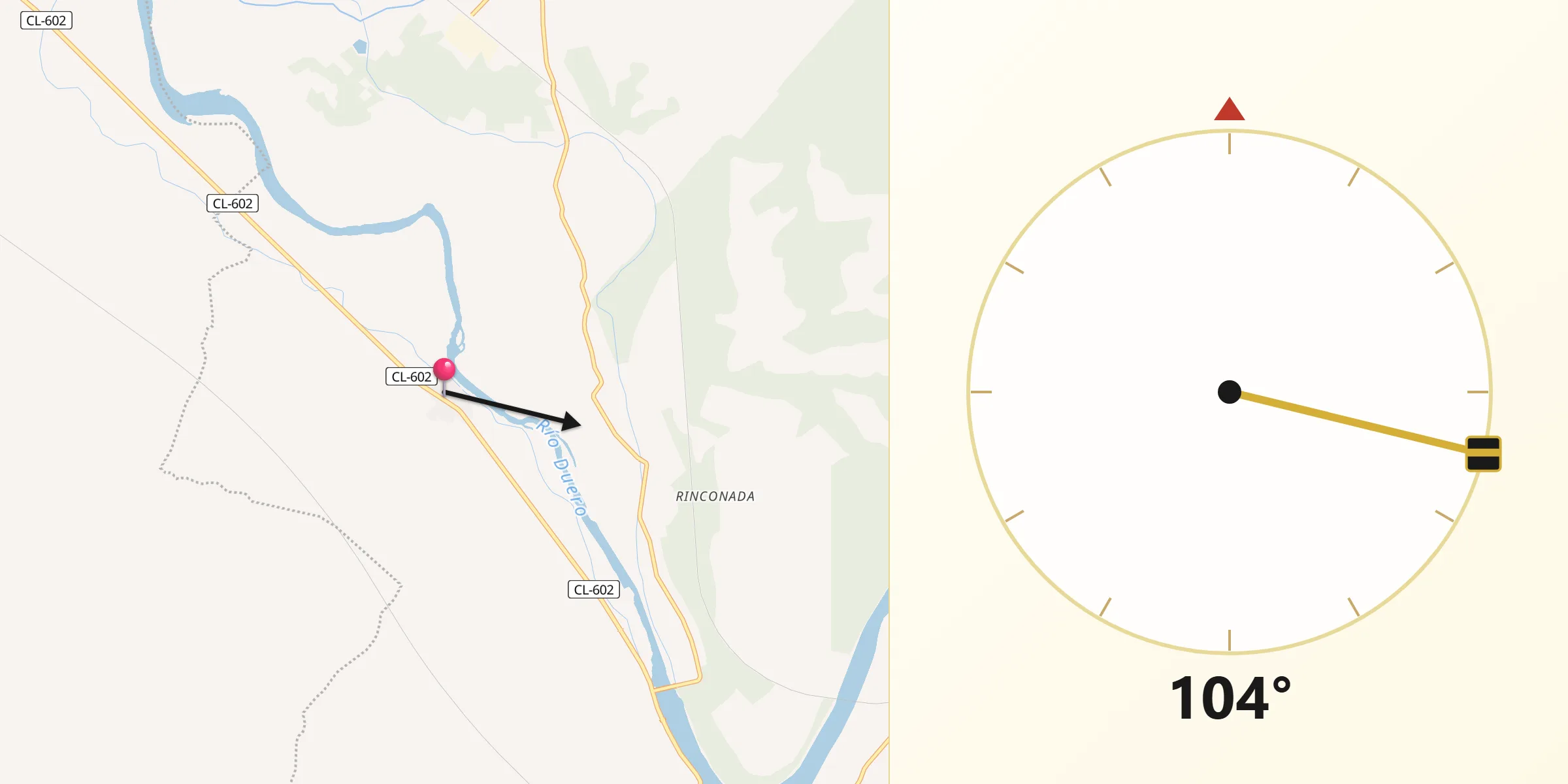 Dirección de la Qibla desde Villafranca de Duero