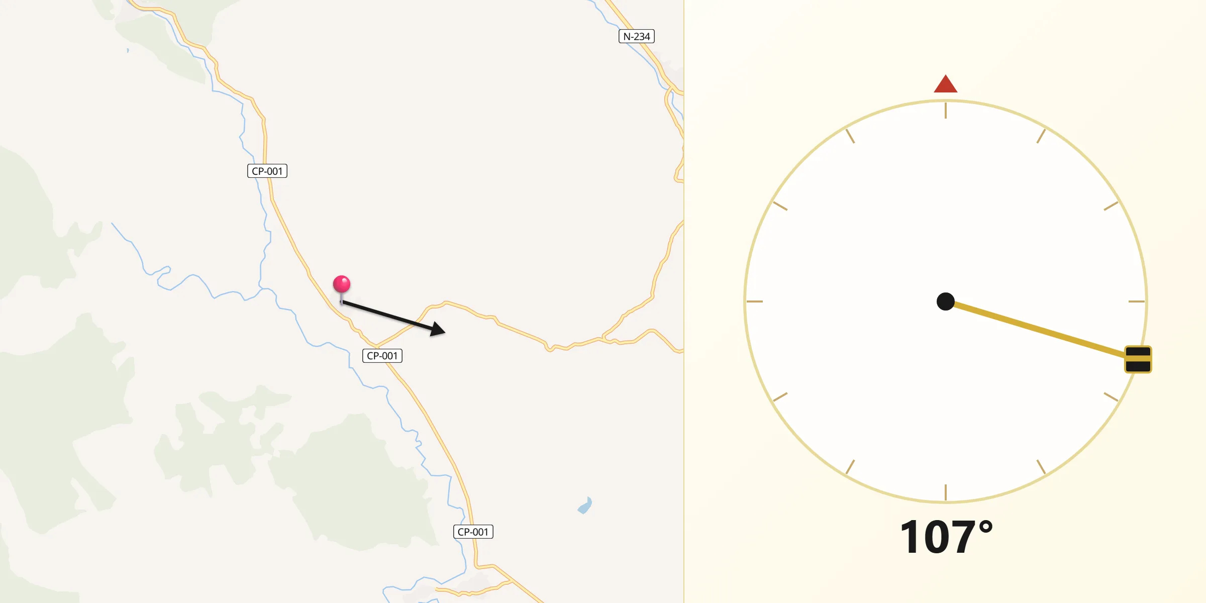 Dirección de la Qibla desde Villalengua