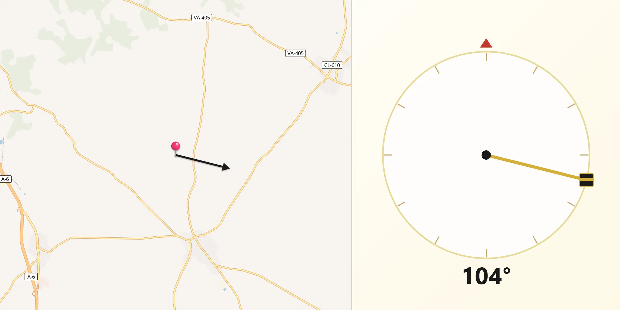 Dirección de la Qibla desde La Seca