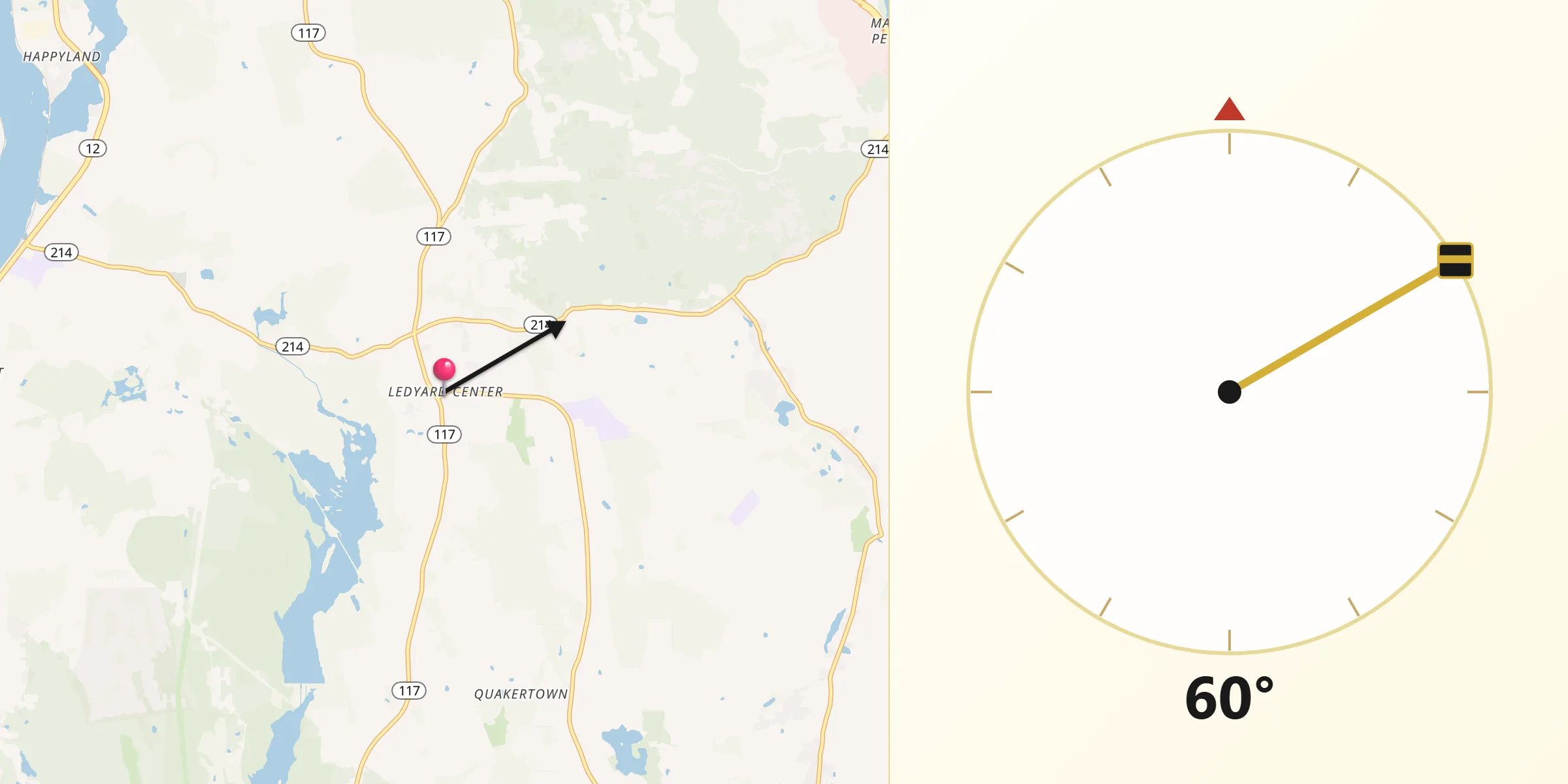 Qibla Direction from Ledyard Center