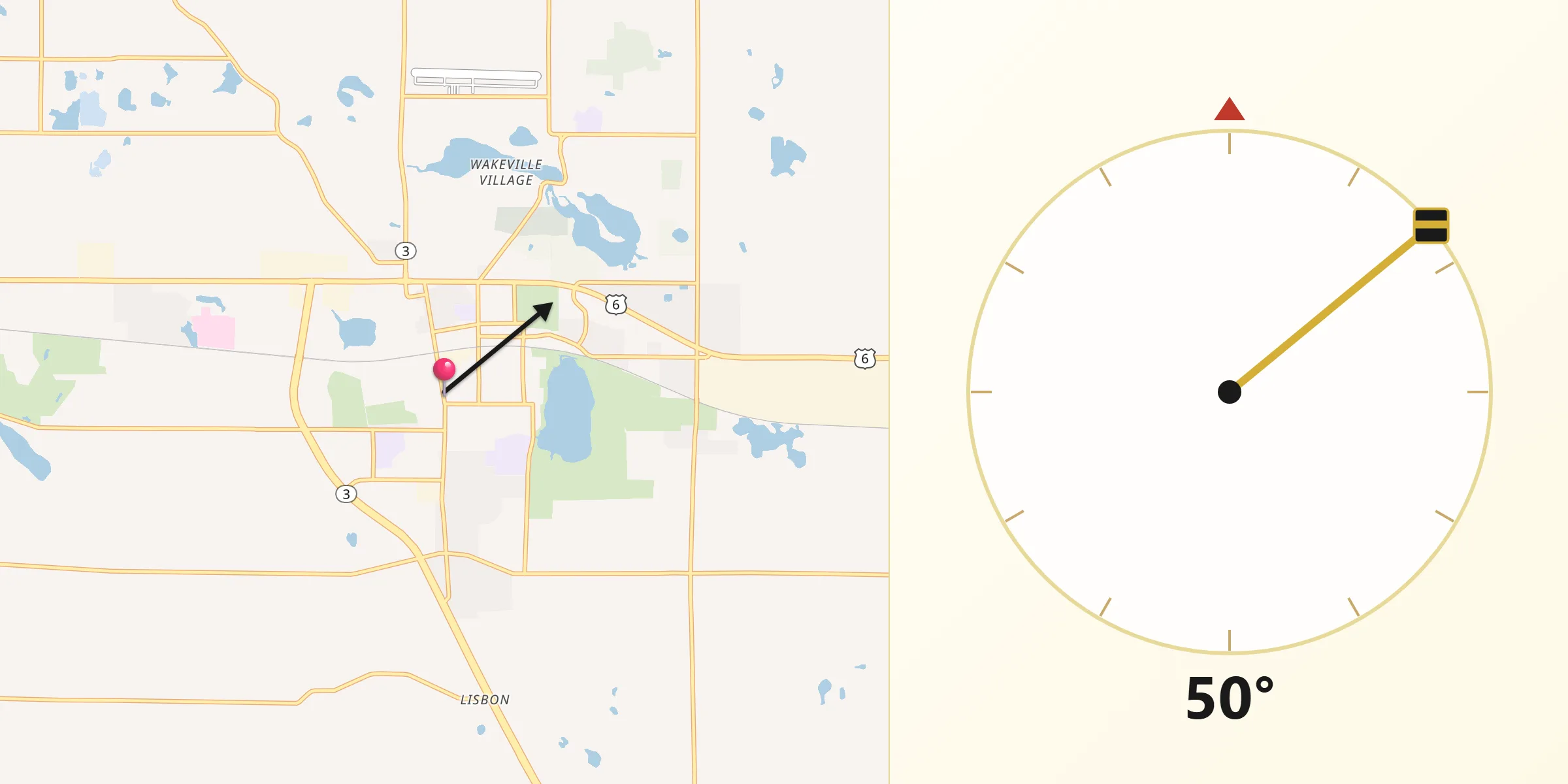 Qibla Direction from Kendallville