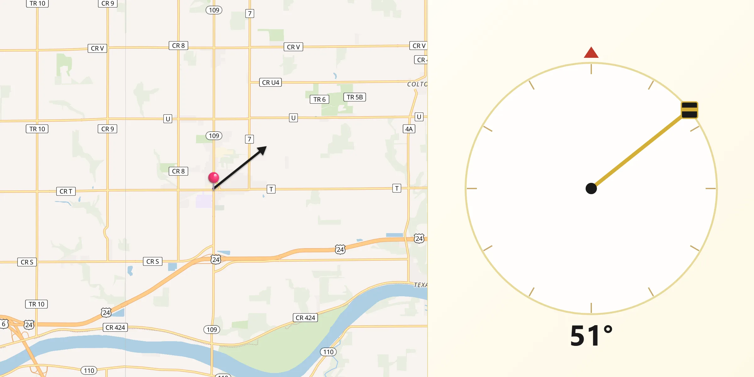 Qibla Direction from Liberty Center