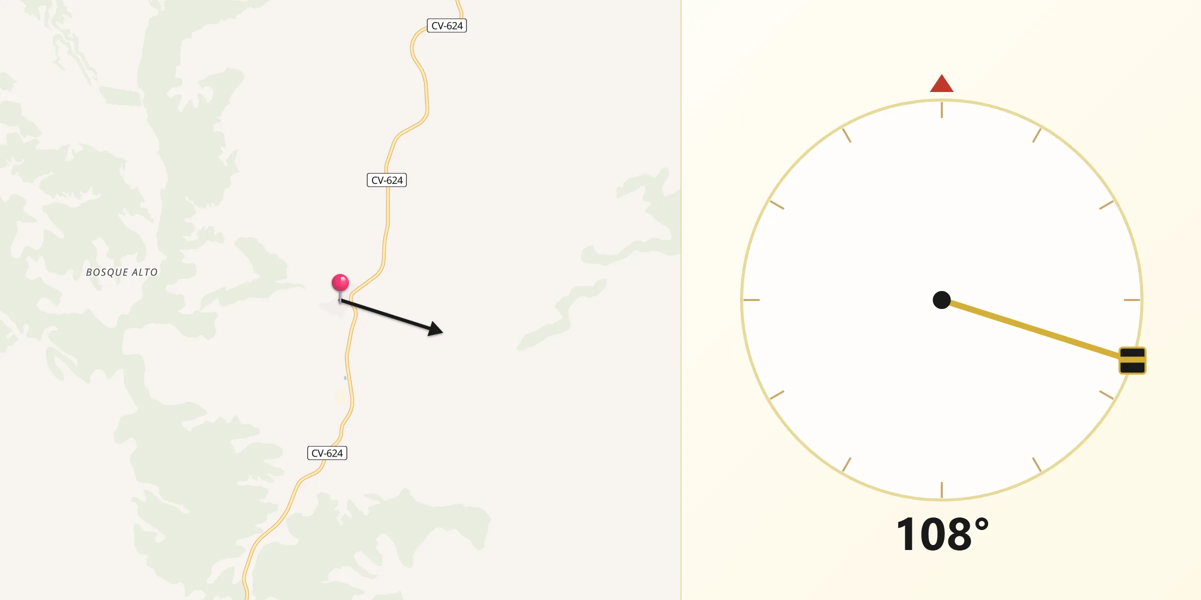 Dirección de la Qibla desde Valmadrid