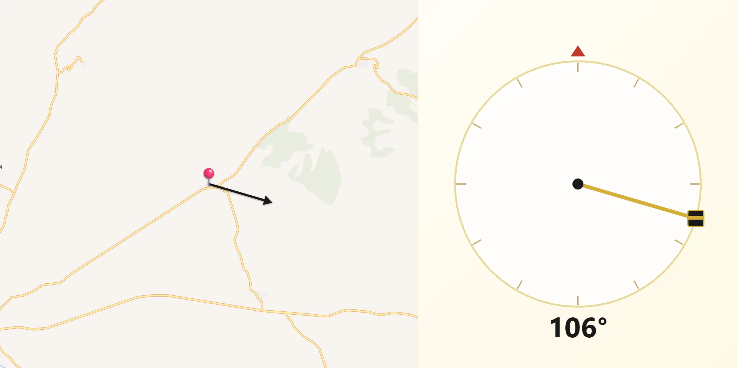 Dirección de la Qibla desde Momblona