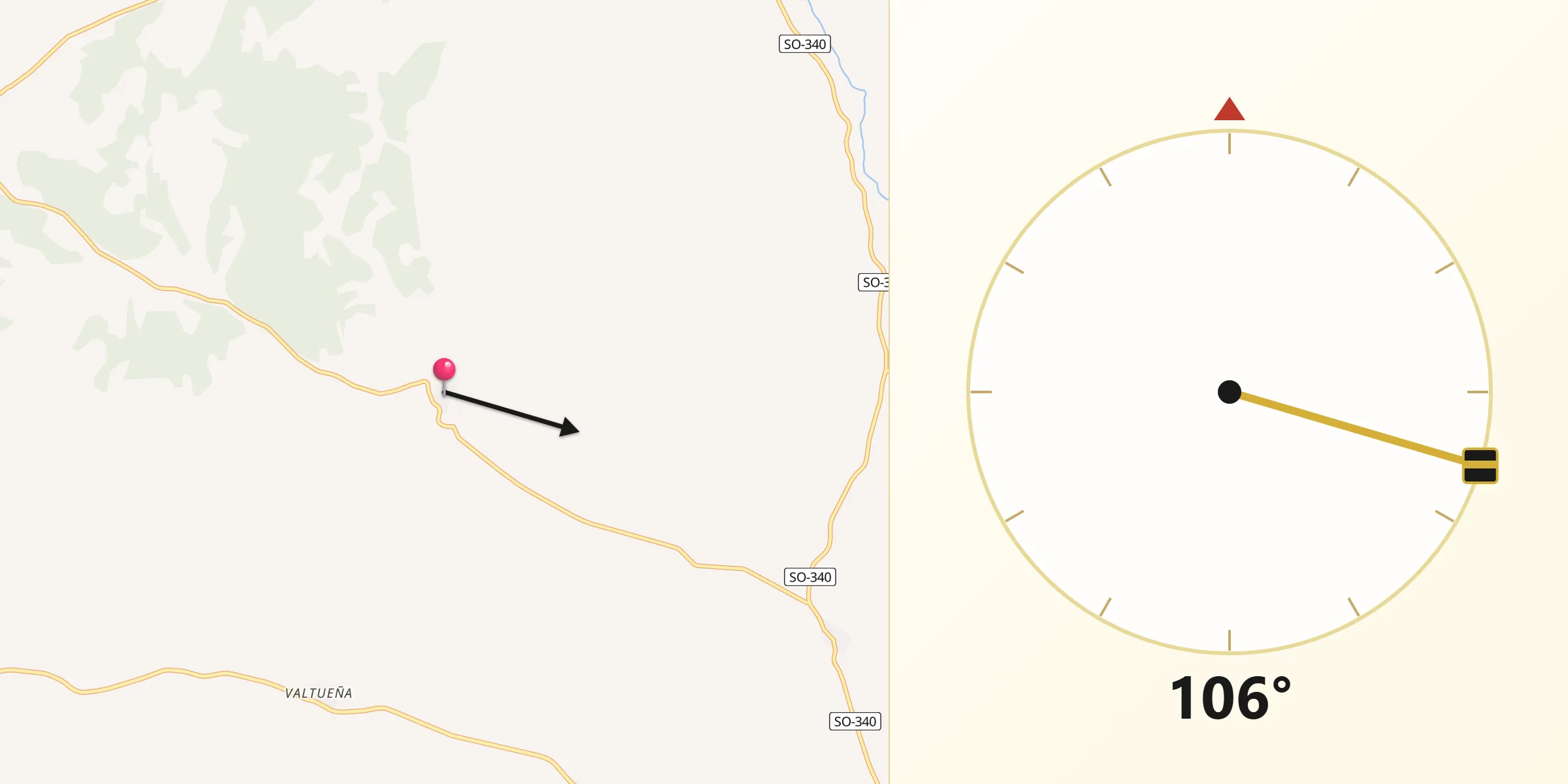 Dirección de la Qibla desde Cañamaque