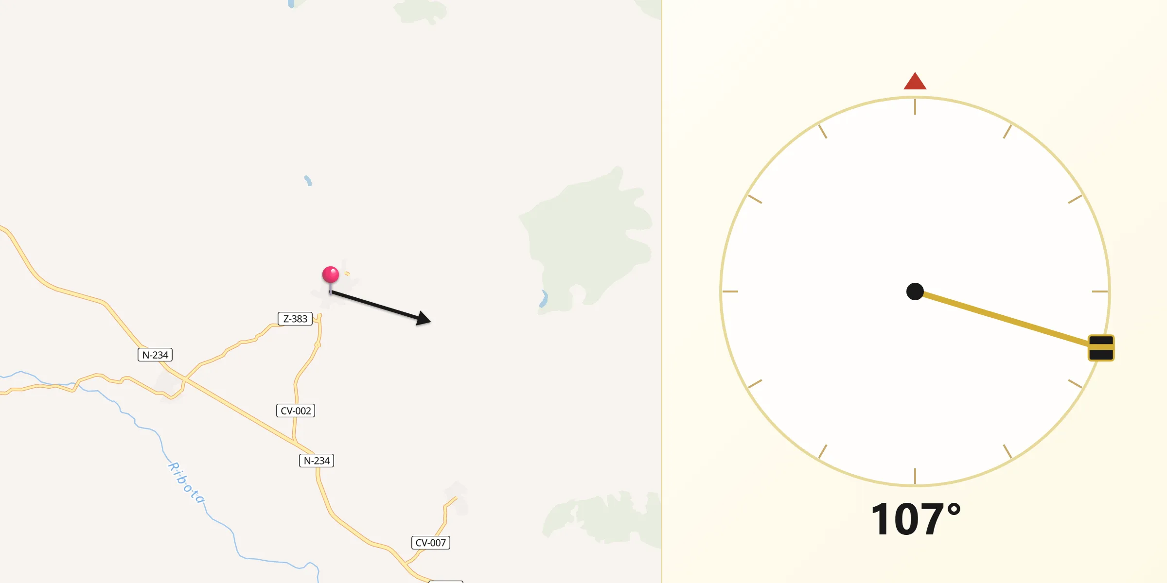 Dirección de la Qibla desde Aniñón