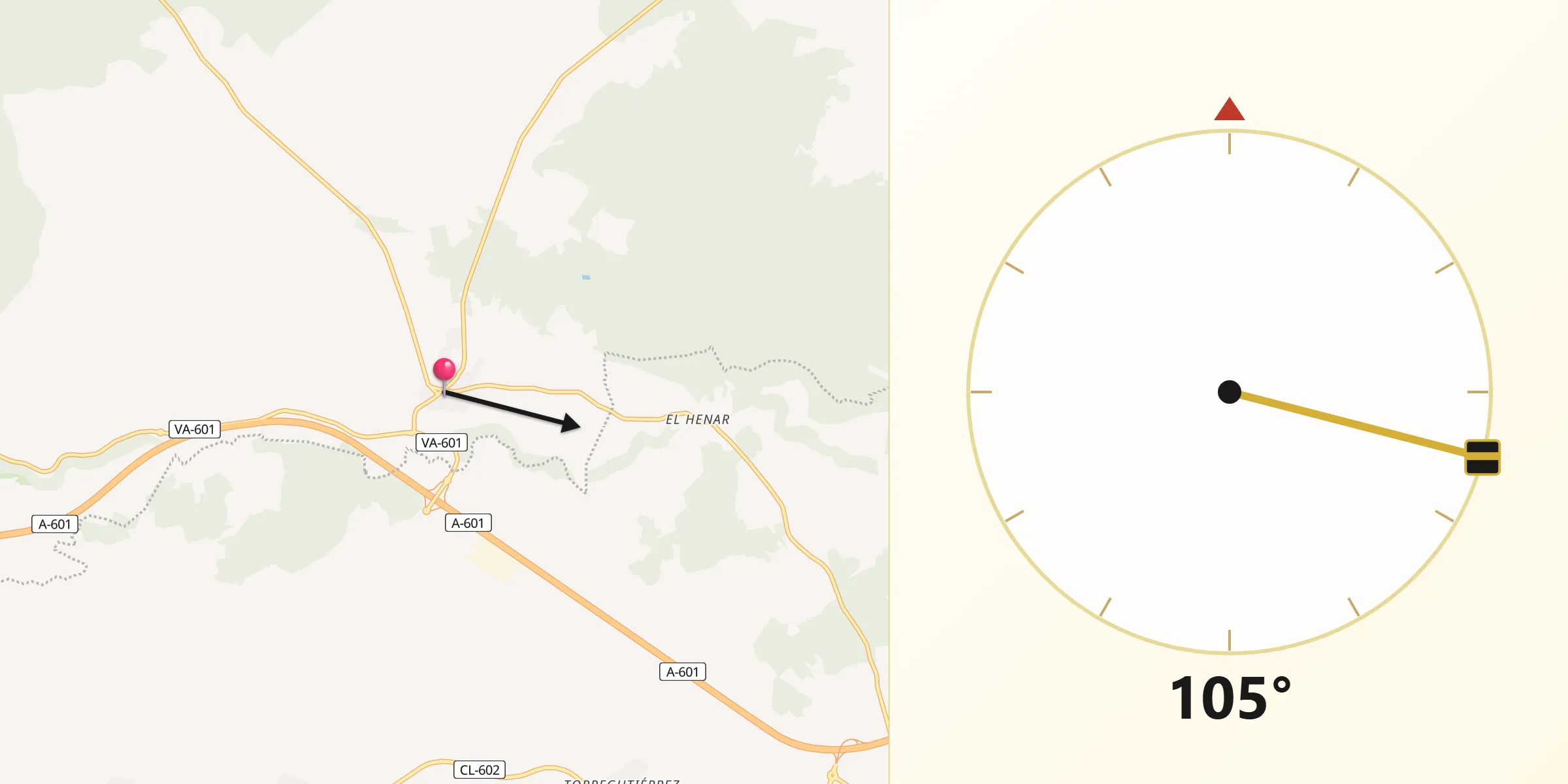 Dirección de la Qibla desde Viloria
