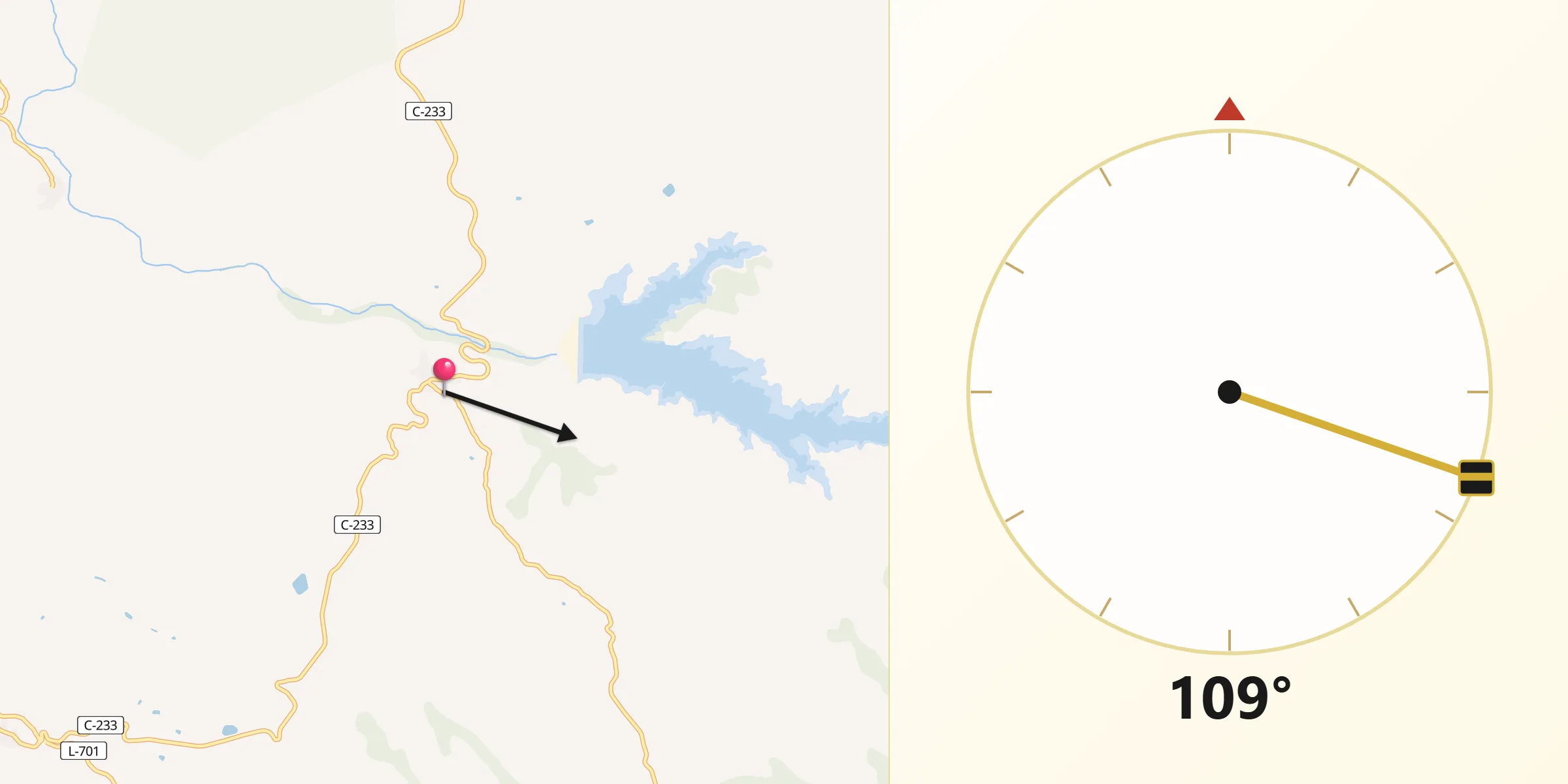 Dirección de la Qibla desde Albagés L