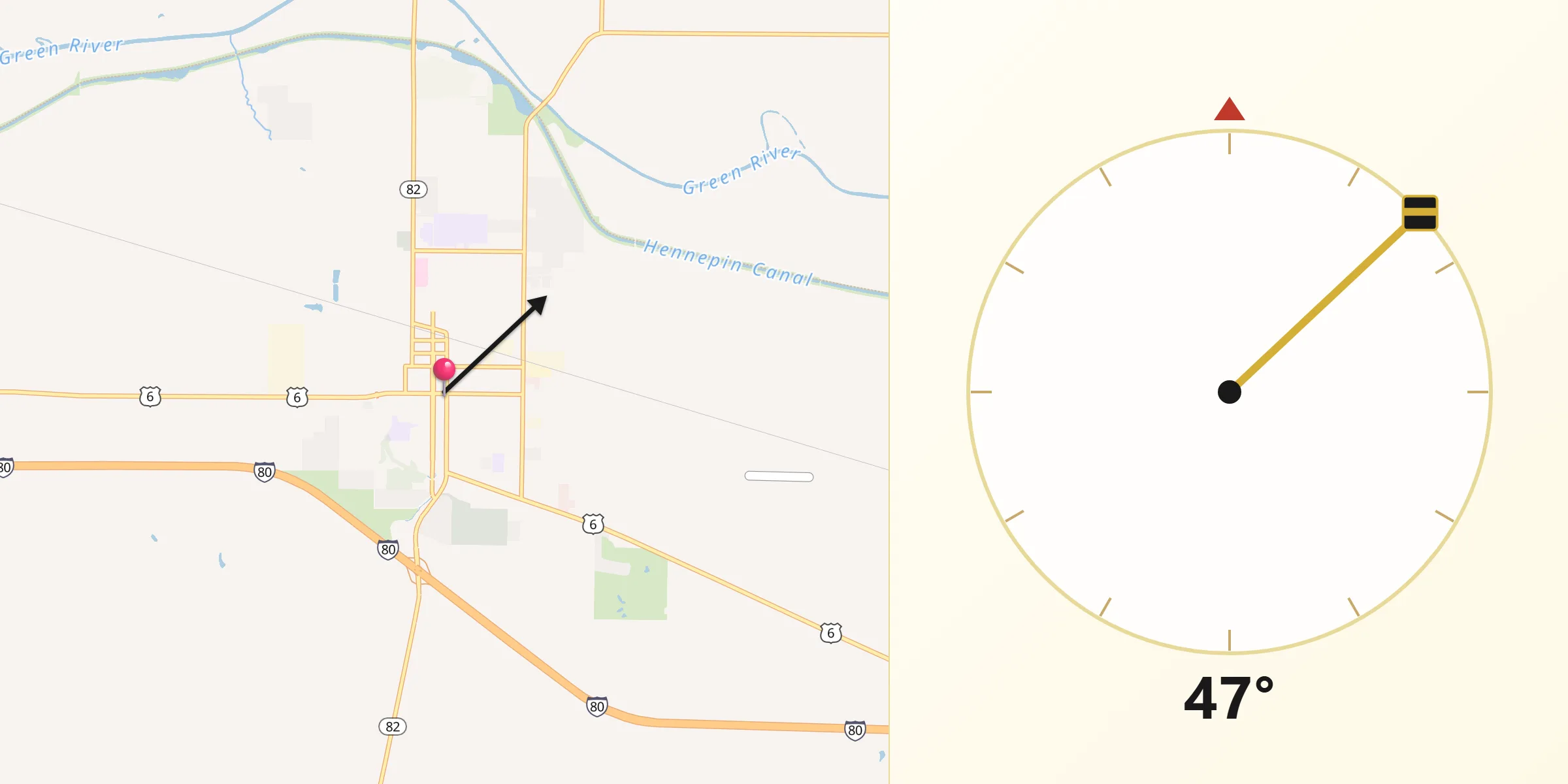 Qibla Direction from Geneseo