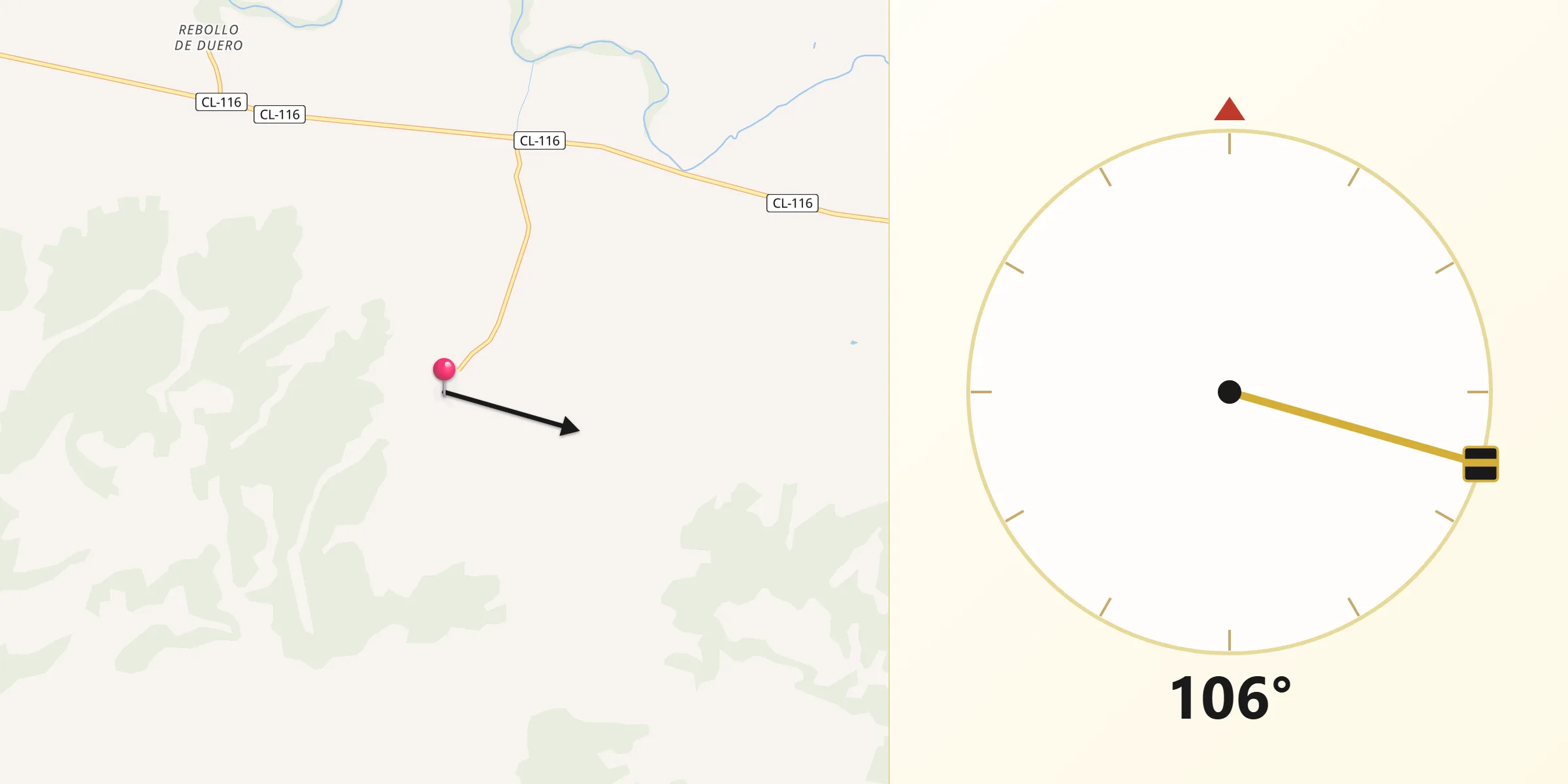 Dirección de la Qibla desde Velamazán