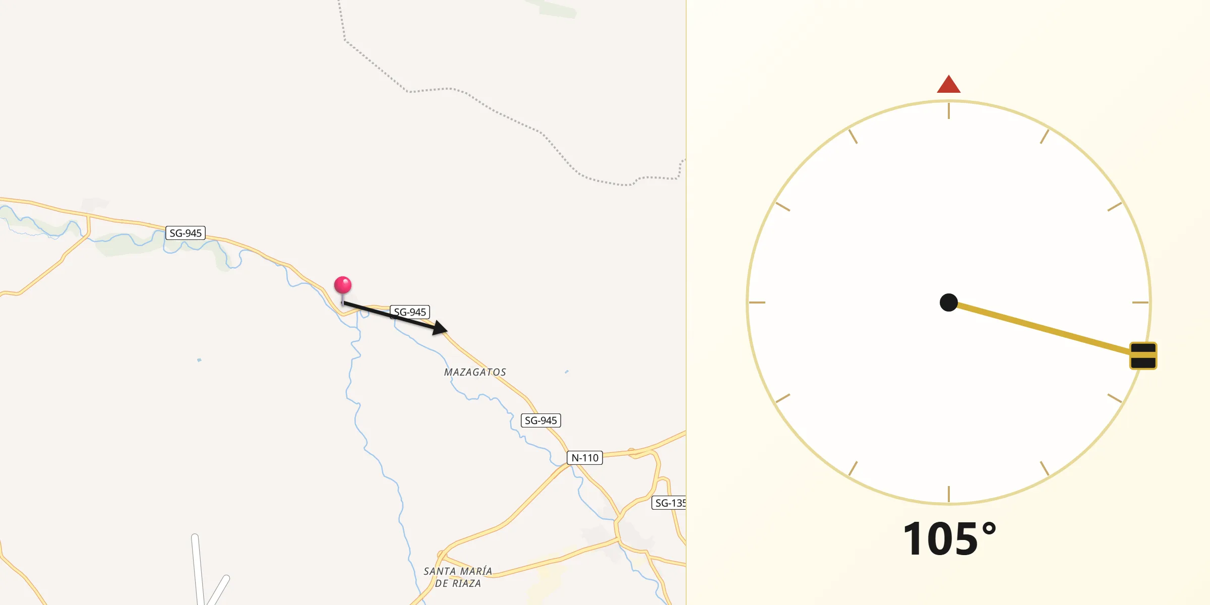 Dirección de la Qibla desde Languilla