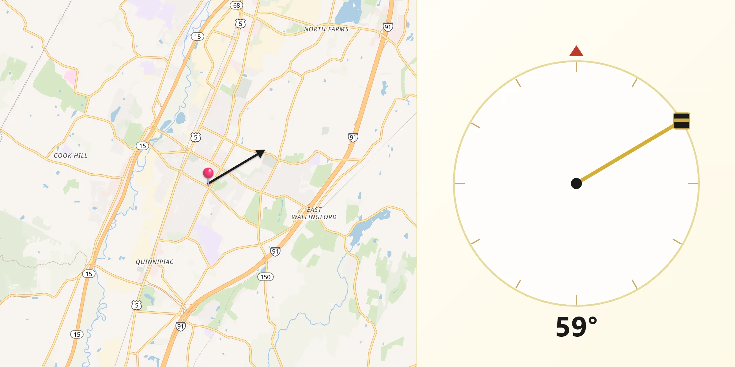 Qibla Direction from Wallingford Center