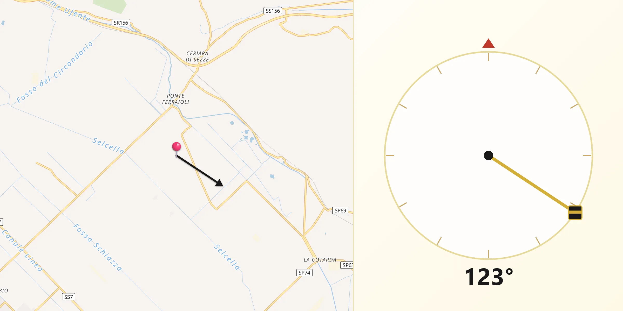 Direzione della Qibla da Provincia di Latina