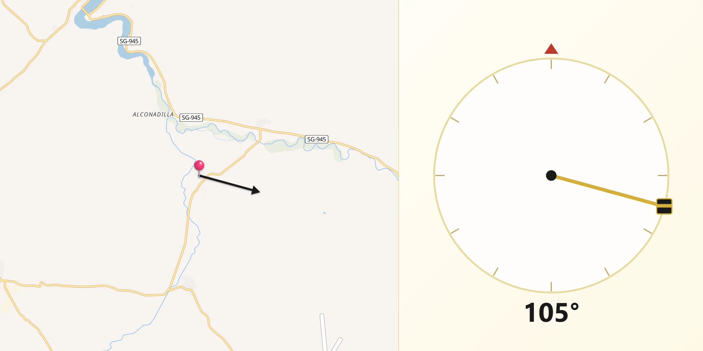 Dirección de la Qibla desde Alconada de Maderuelo