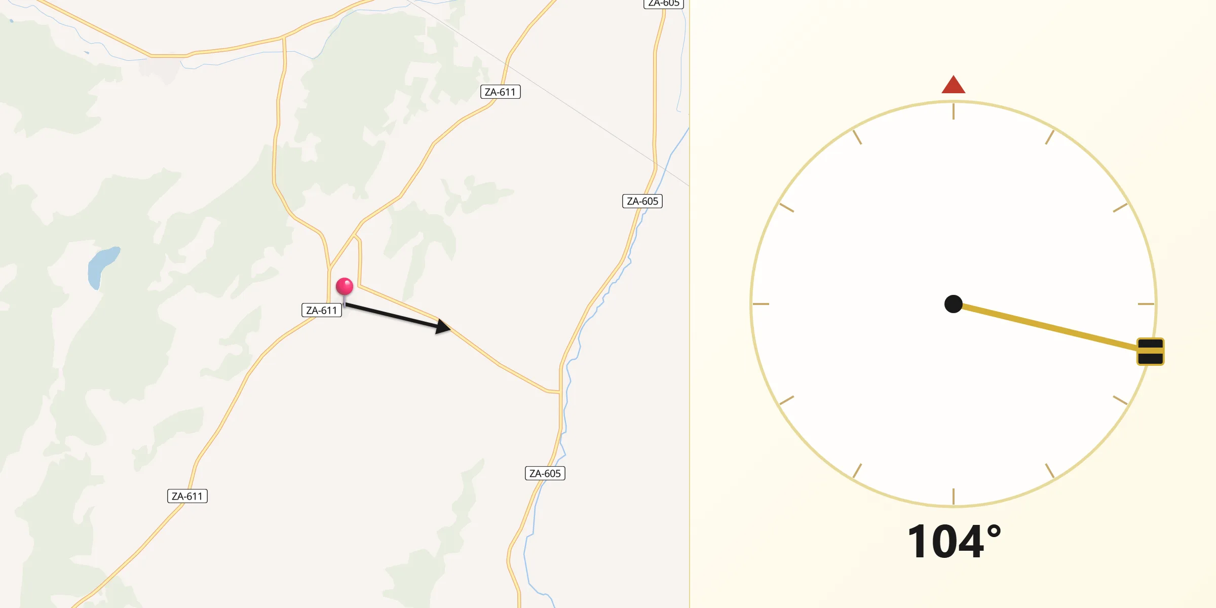 Dirección de la Qibla desde Valdefinjas