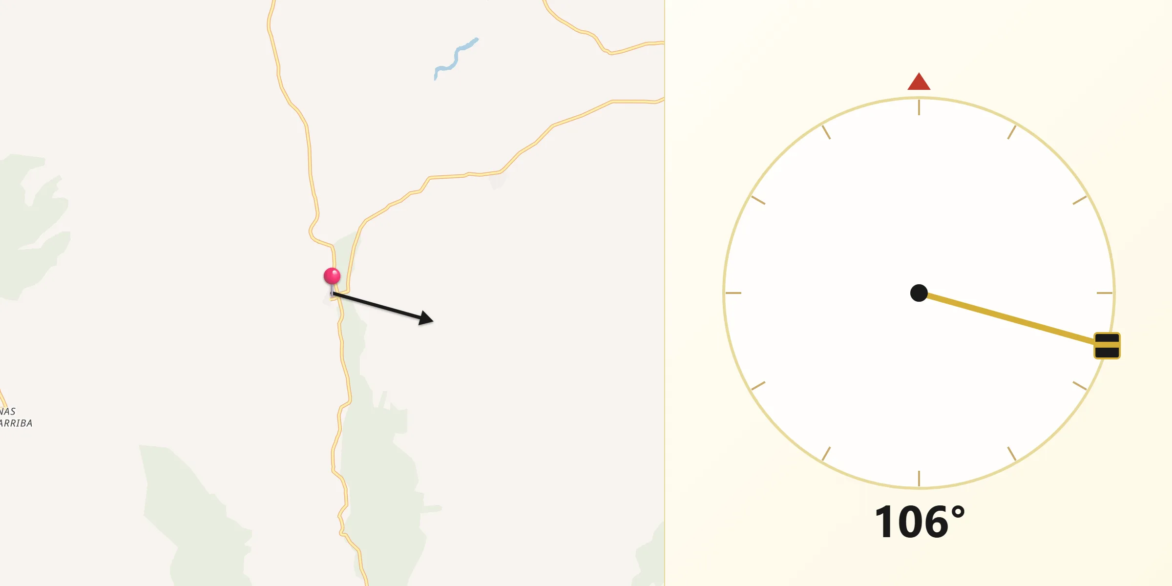 Dirección de la Qibla desde Fresno de Caracena