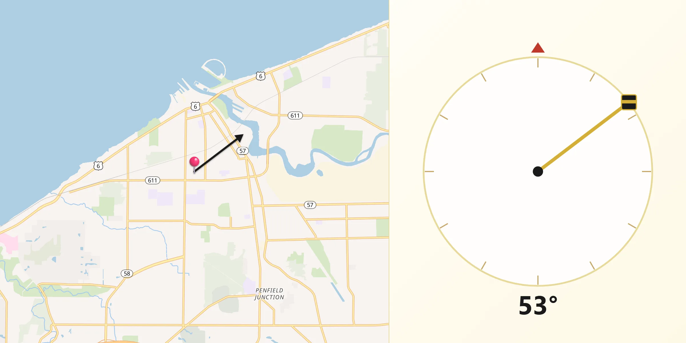 Qibla Direction from Lorain
