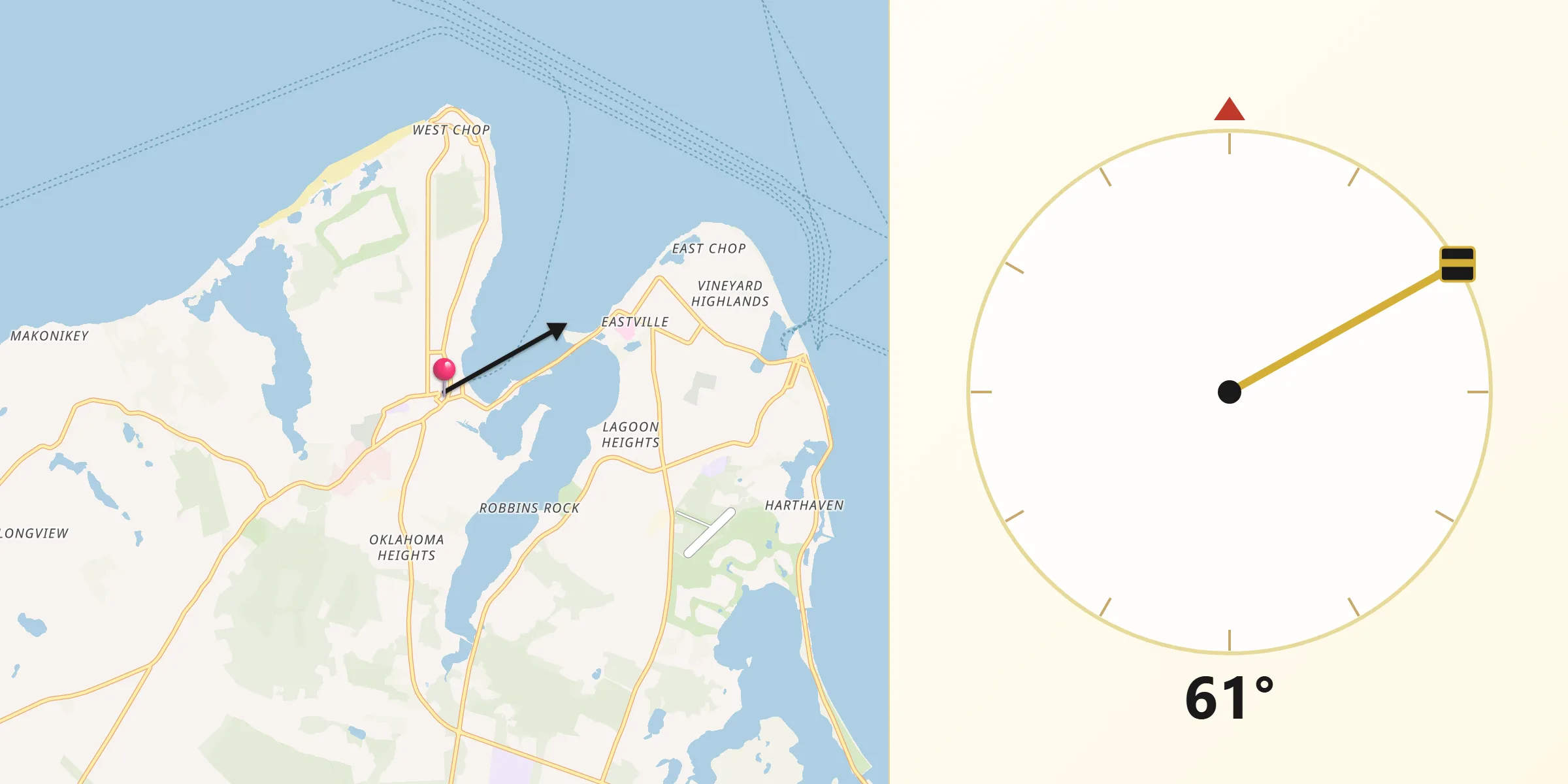 Qibla Direction from Vineyard Haven
