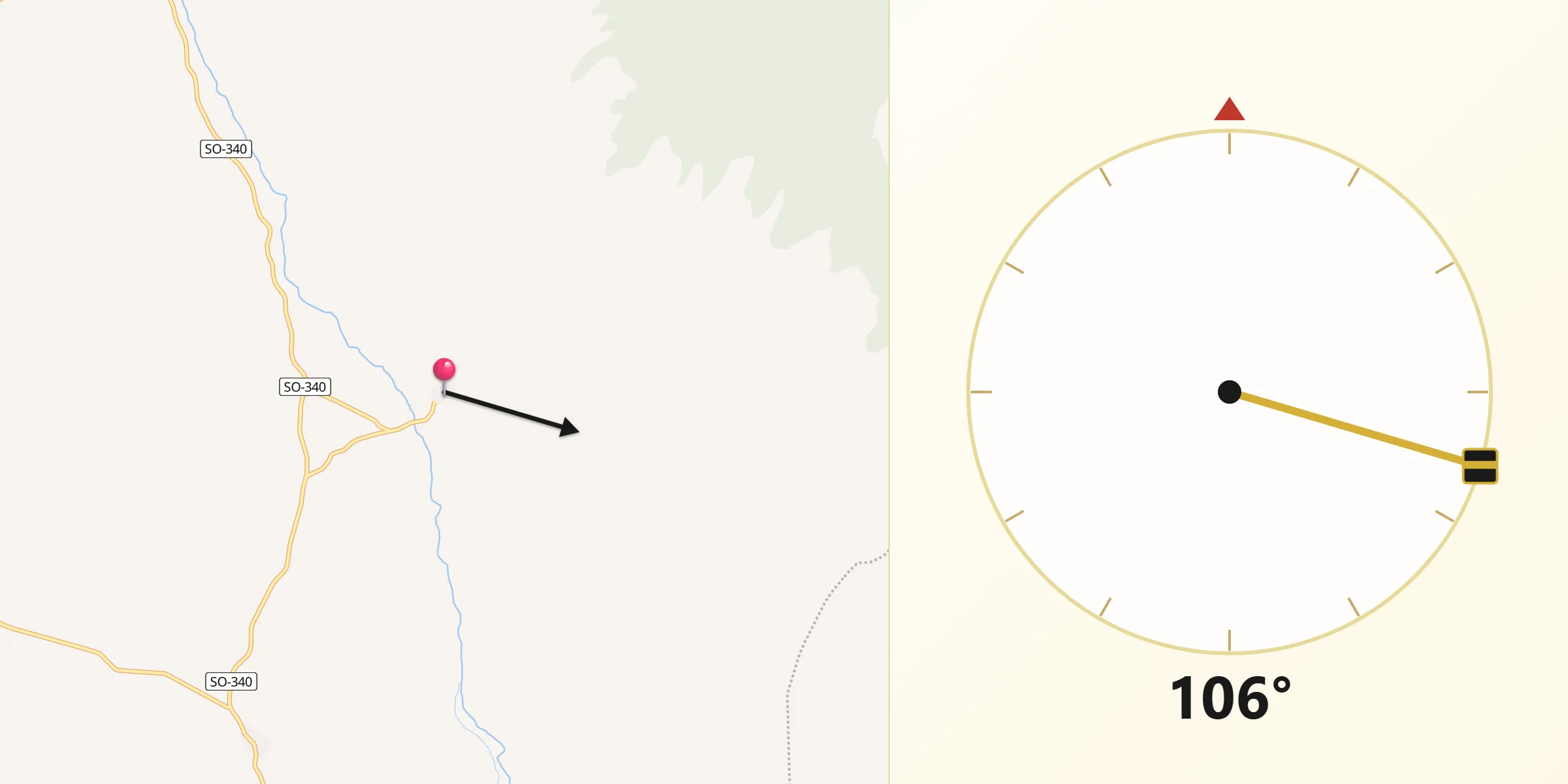 Dirección de la Qibla desde Torlengua