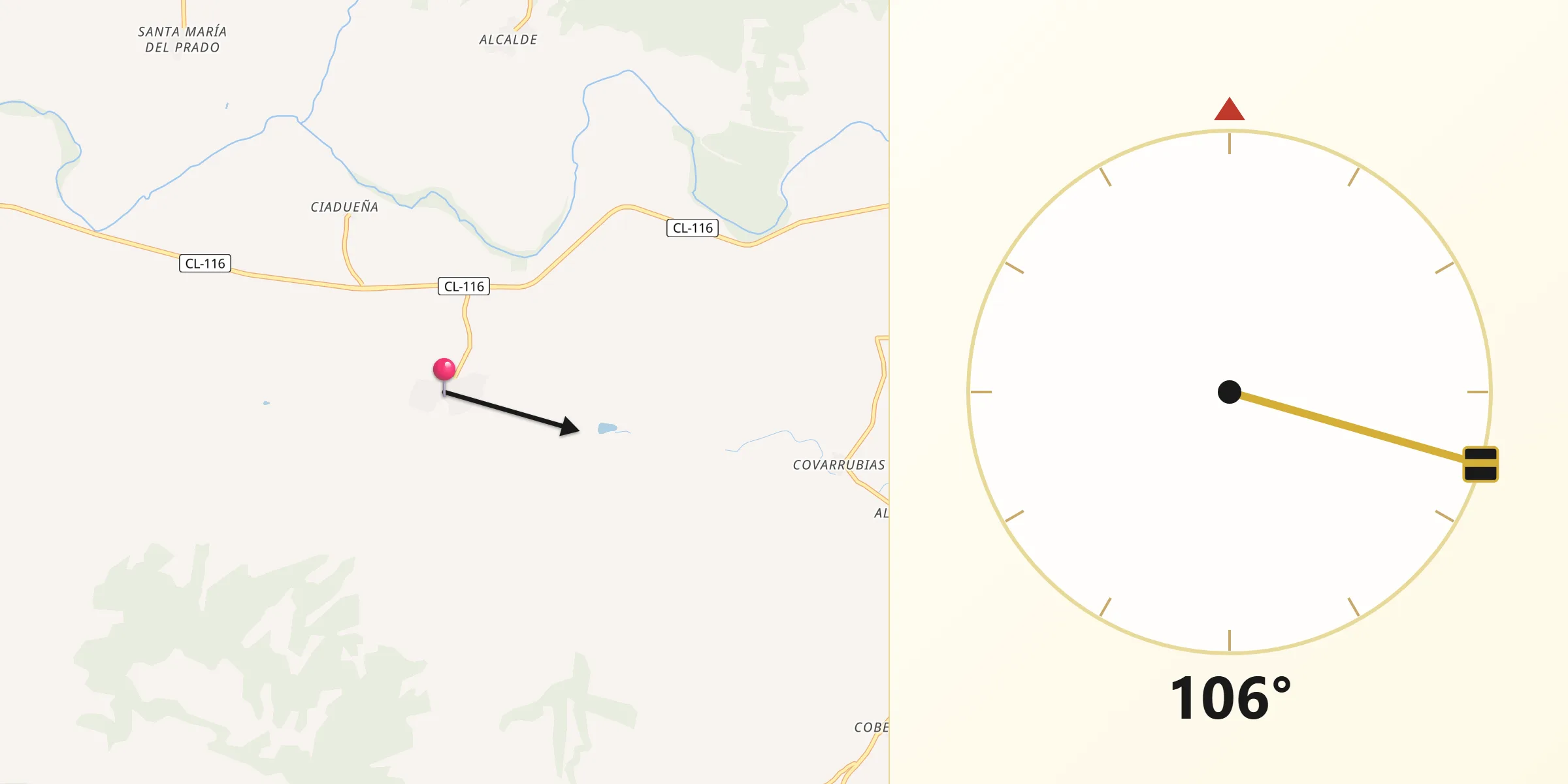 Dirección de la Qibla desde Barca