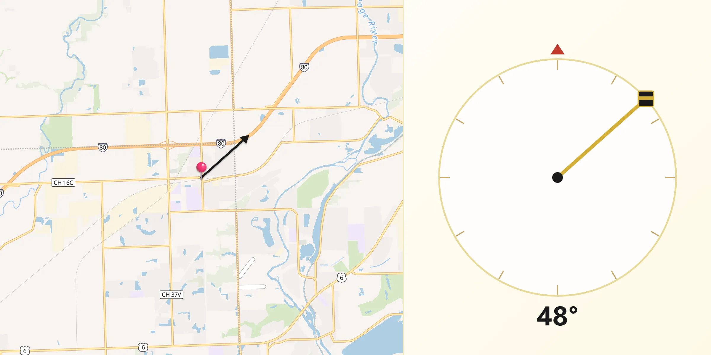 Qibla Direction from Minooka