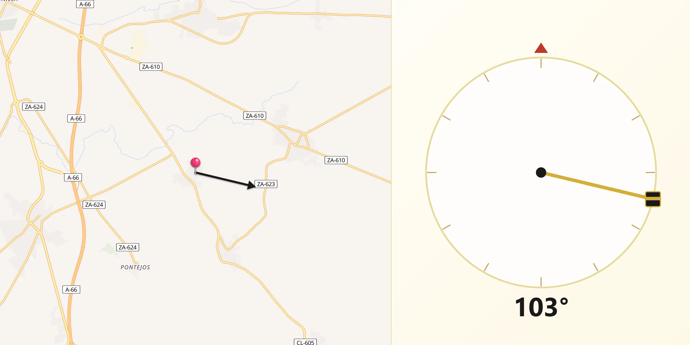Dirección de la Qibla desde Arcenillas