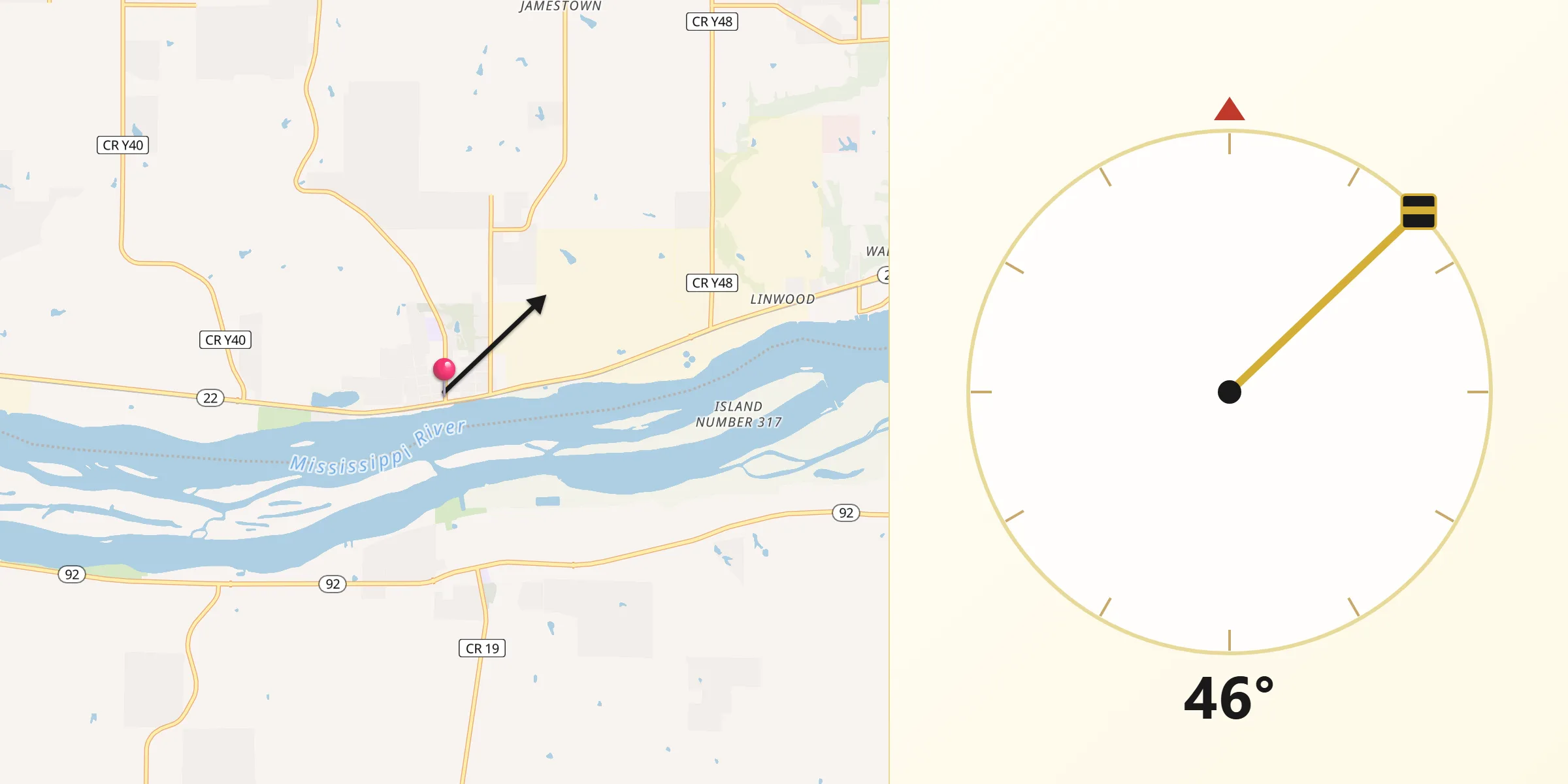 Qibla Direction from Buffalo