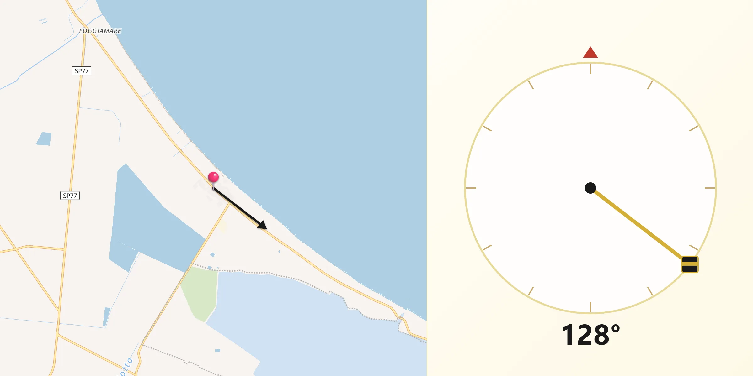 Direzione della Qibla da Zapponeta