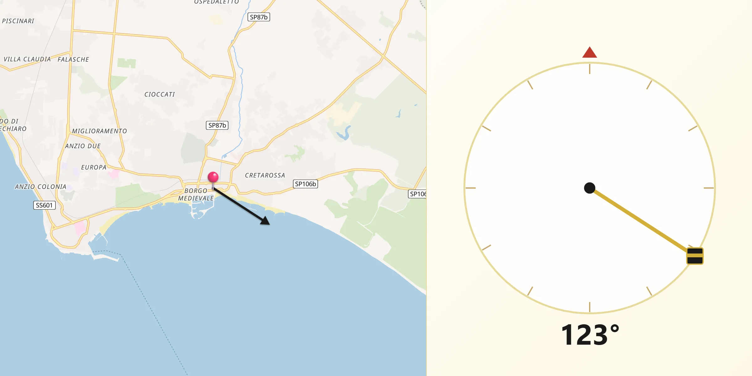 Direzione della Qibla da Nettuno