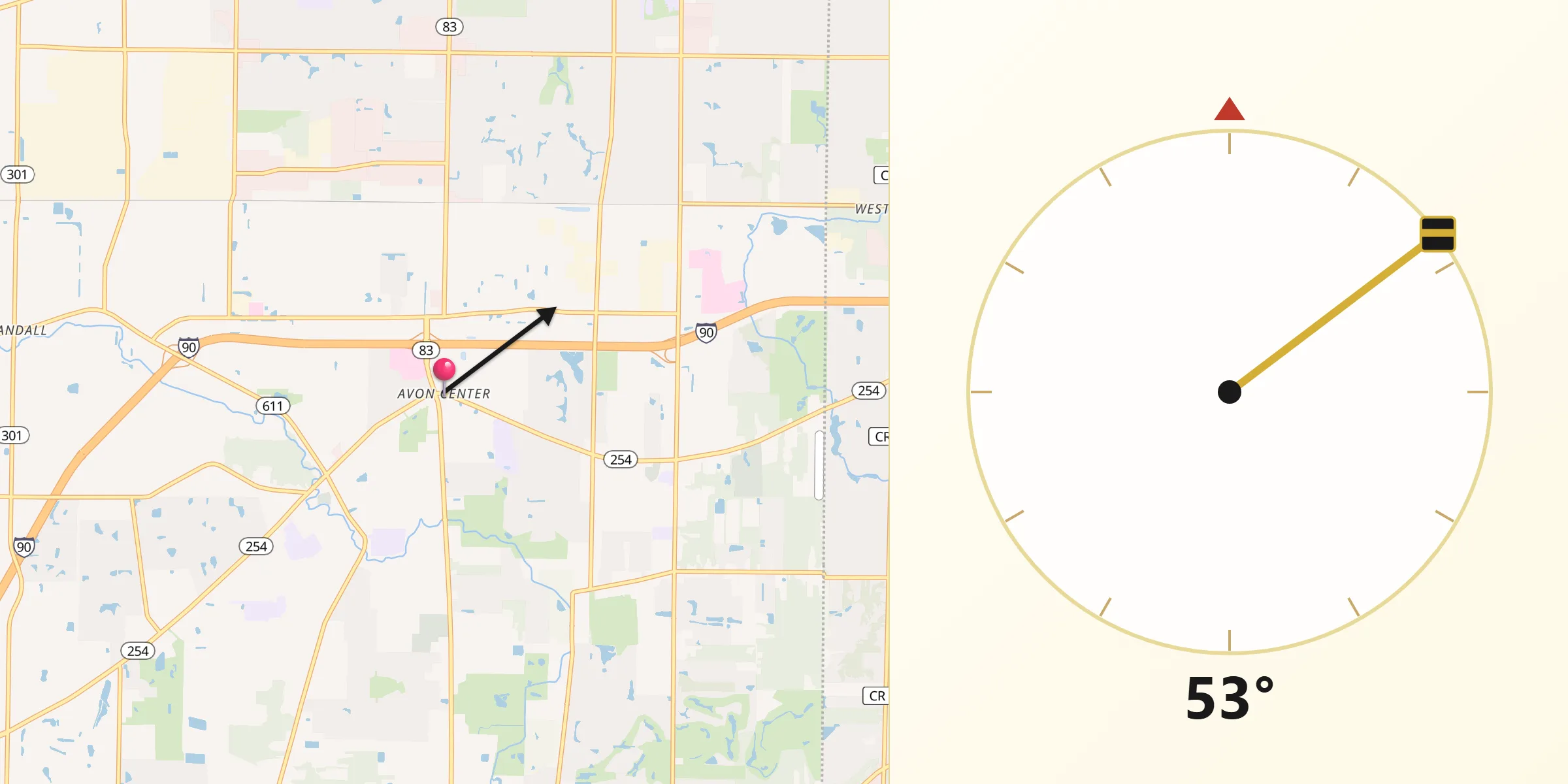 Qibla Direction from Avon Center