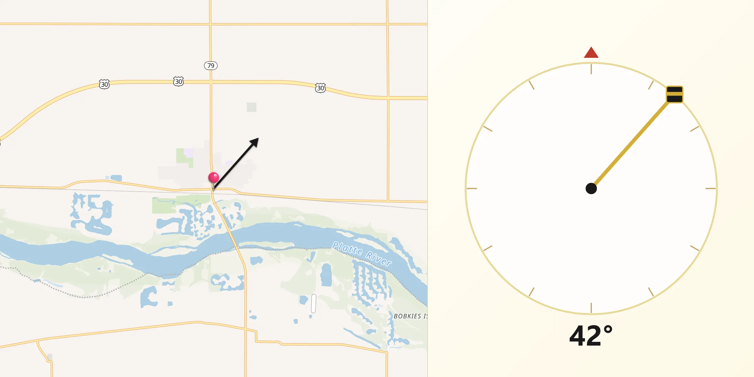 Qibla Direction from North Bend