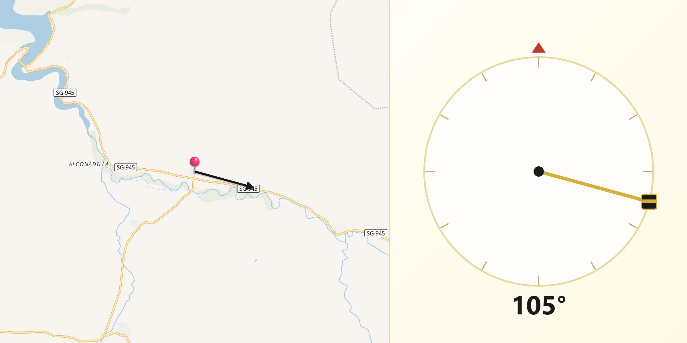 Dirección de la Qibla desde Aldealengua de Santa María