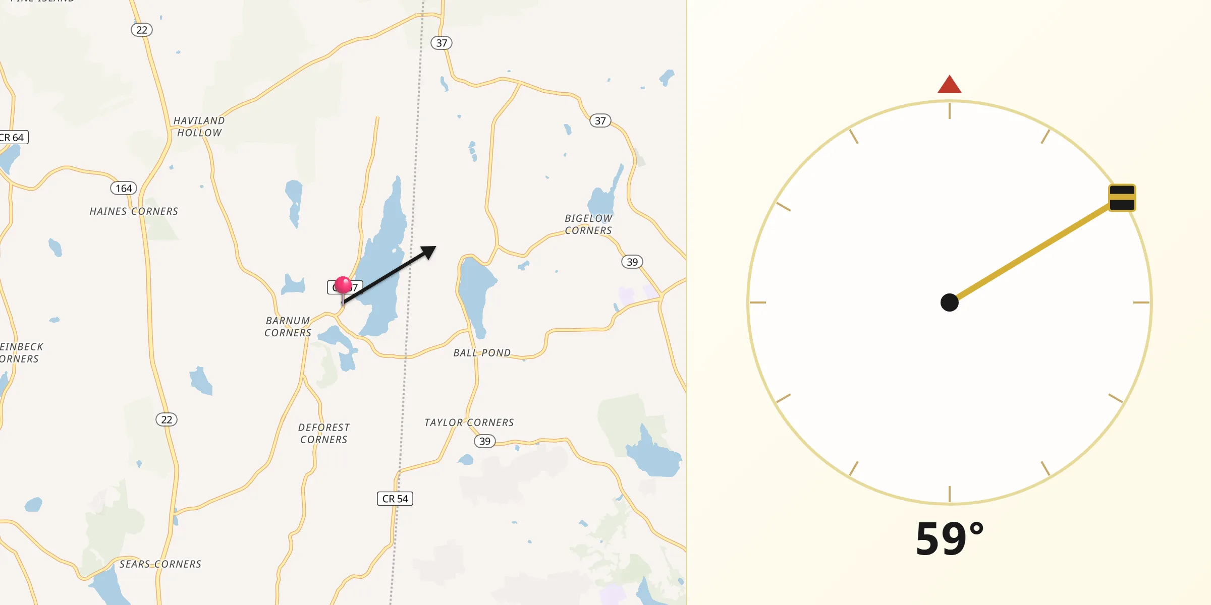 Qibla Direction from Putnam Lake