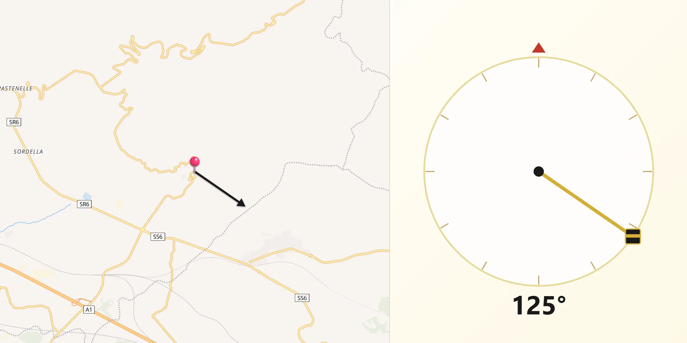 Direzione della Qibla da San Vittore del Lazio