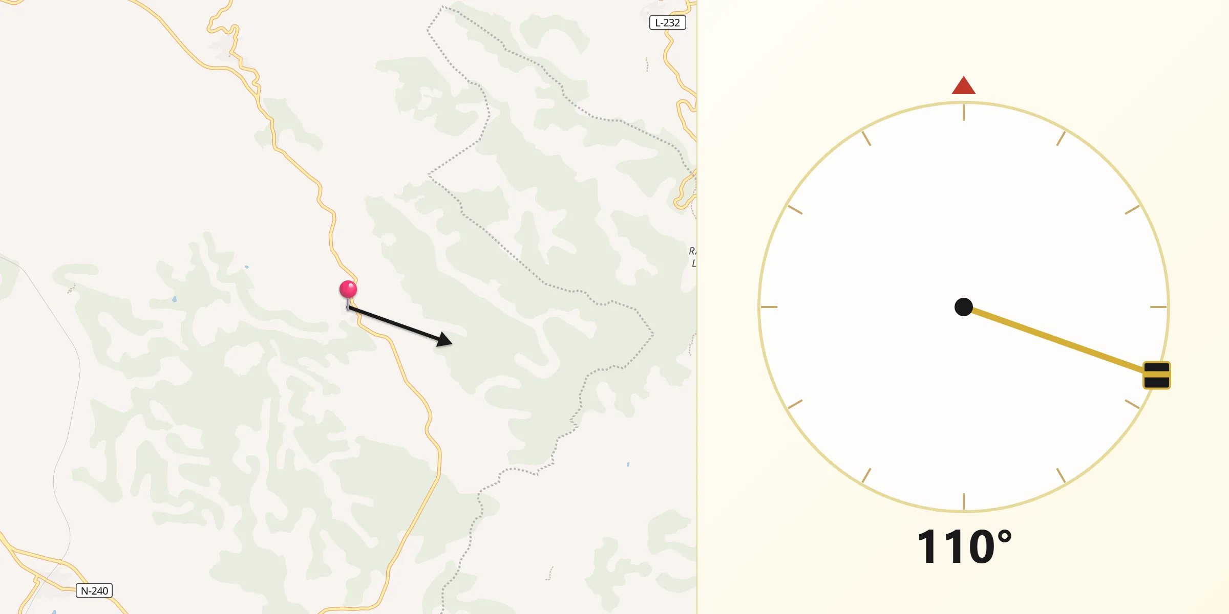 Dirección de la Qibla desde Fulleda