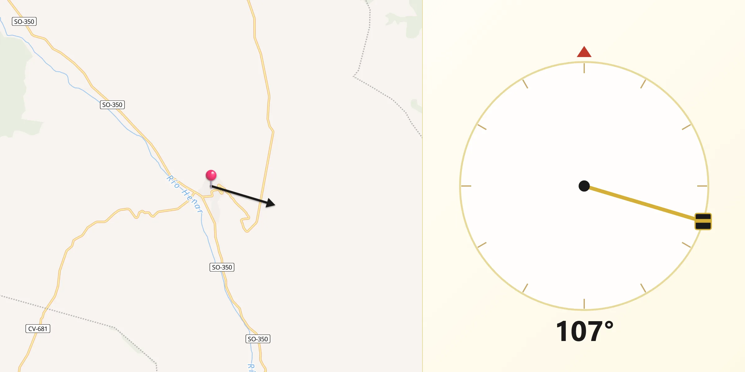 Dirección de la Qibla desde Deza