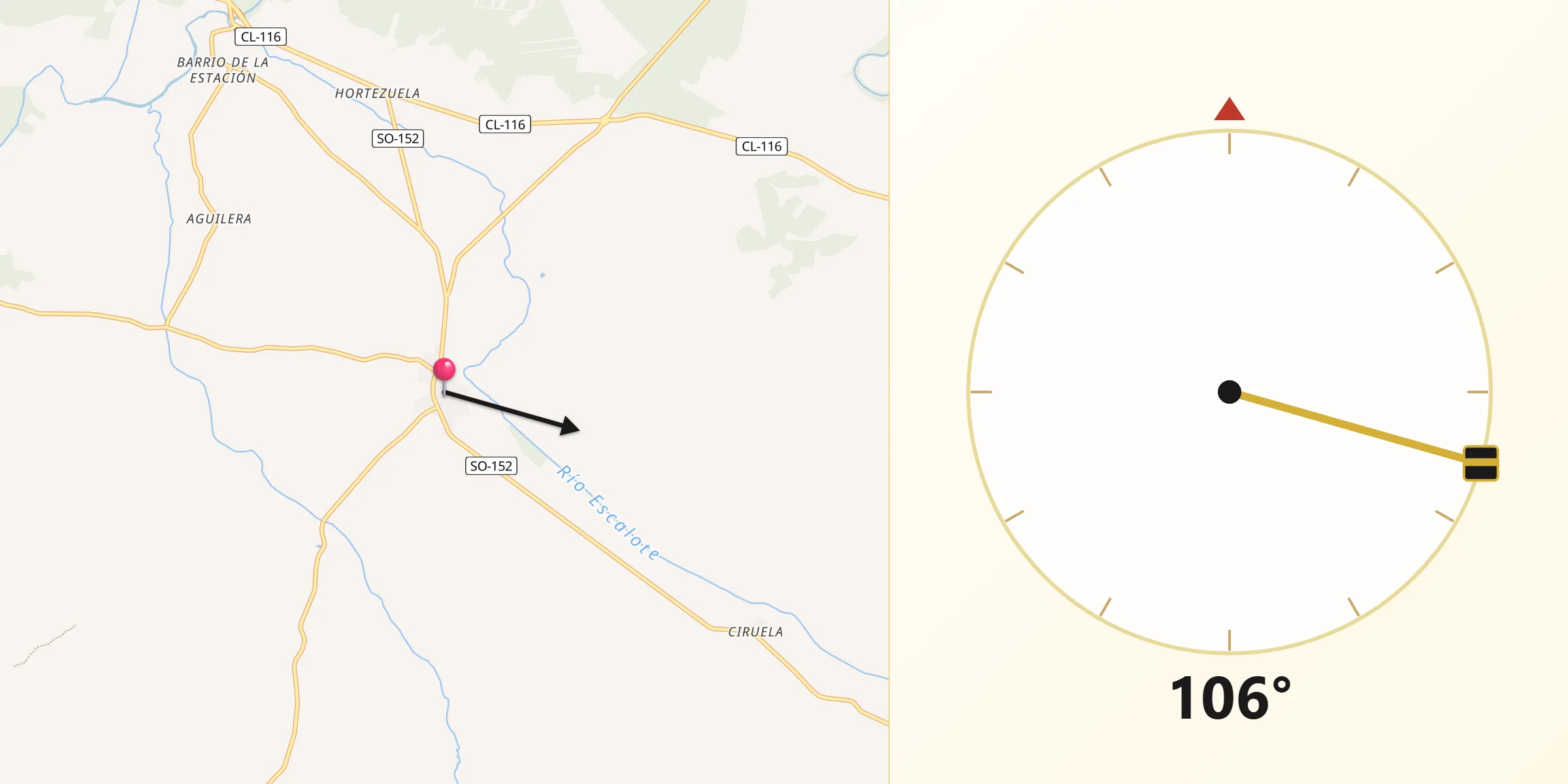 Dirección de la Qibla desde Berlanga de Duero