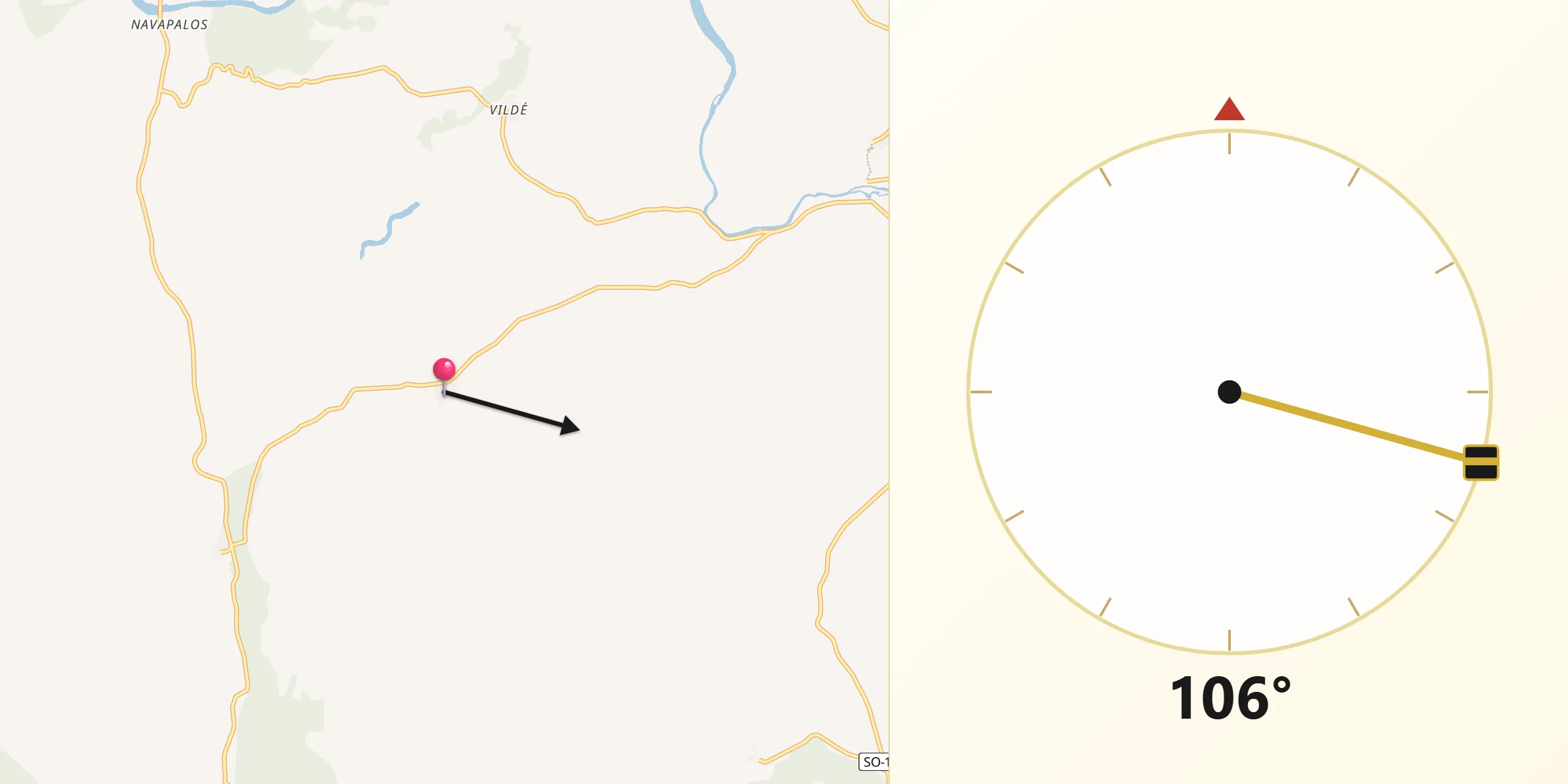 Dirección de la Qibla desde Villanueva de Gormaz